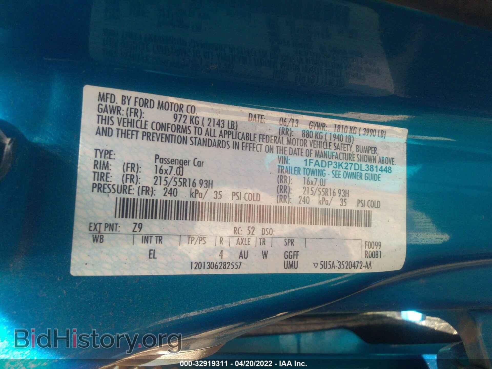 2013 FORD FOCUS - VIN: 1FADP3K27DL381448 - Фото 9