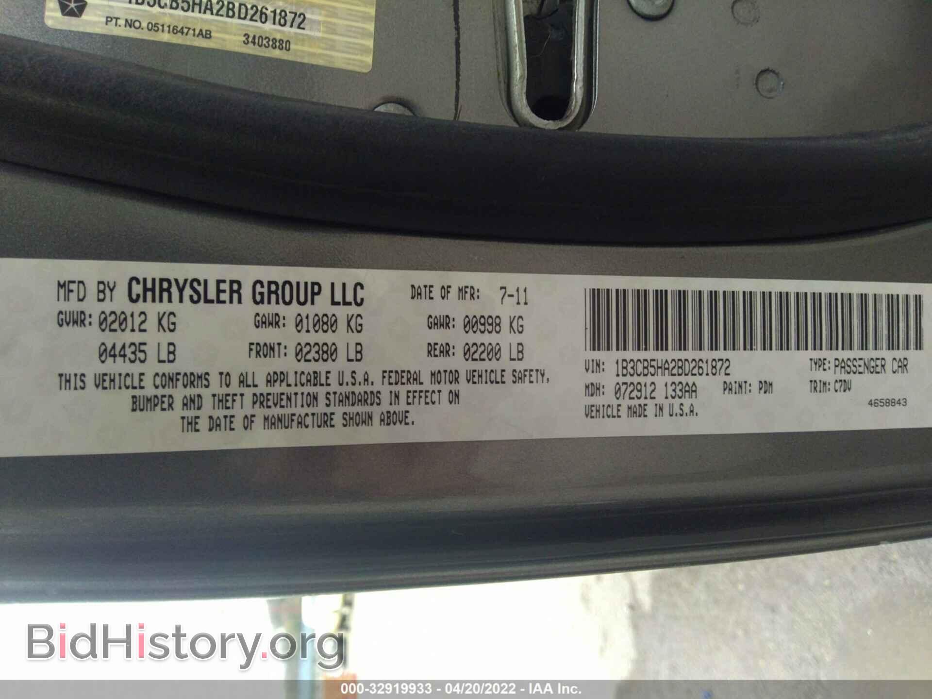 2011 DODGE CALIBER - VIN: 1B3CB5HA2BD261872 - Photo 9