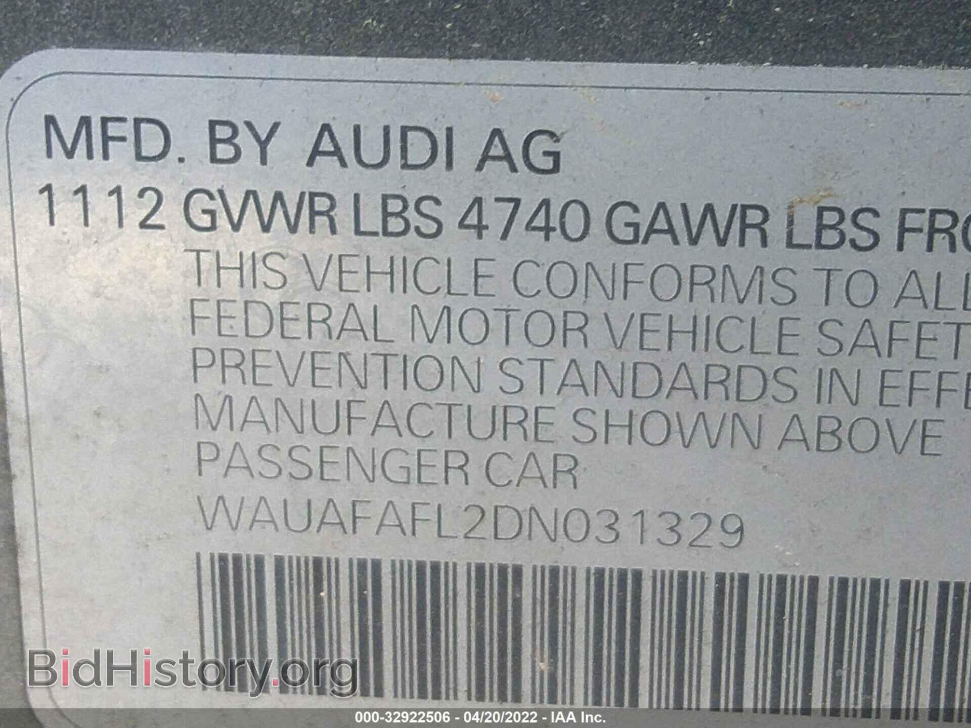 2013 AUDI A4 - VIN: WAUAFAFL2DN031329 - Фото 9