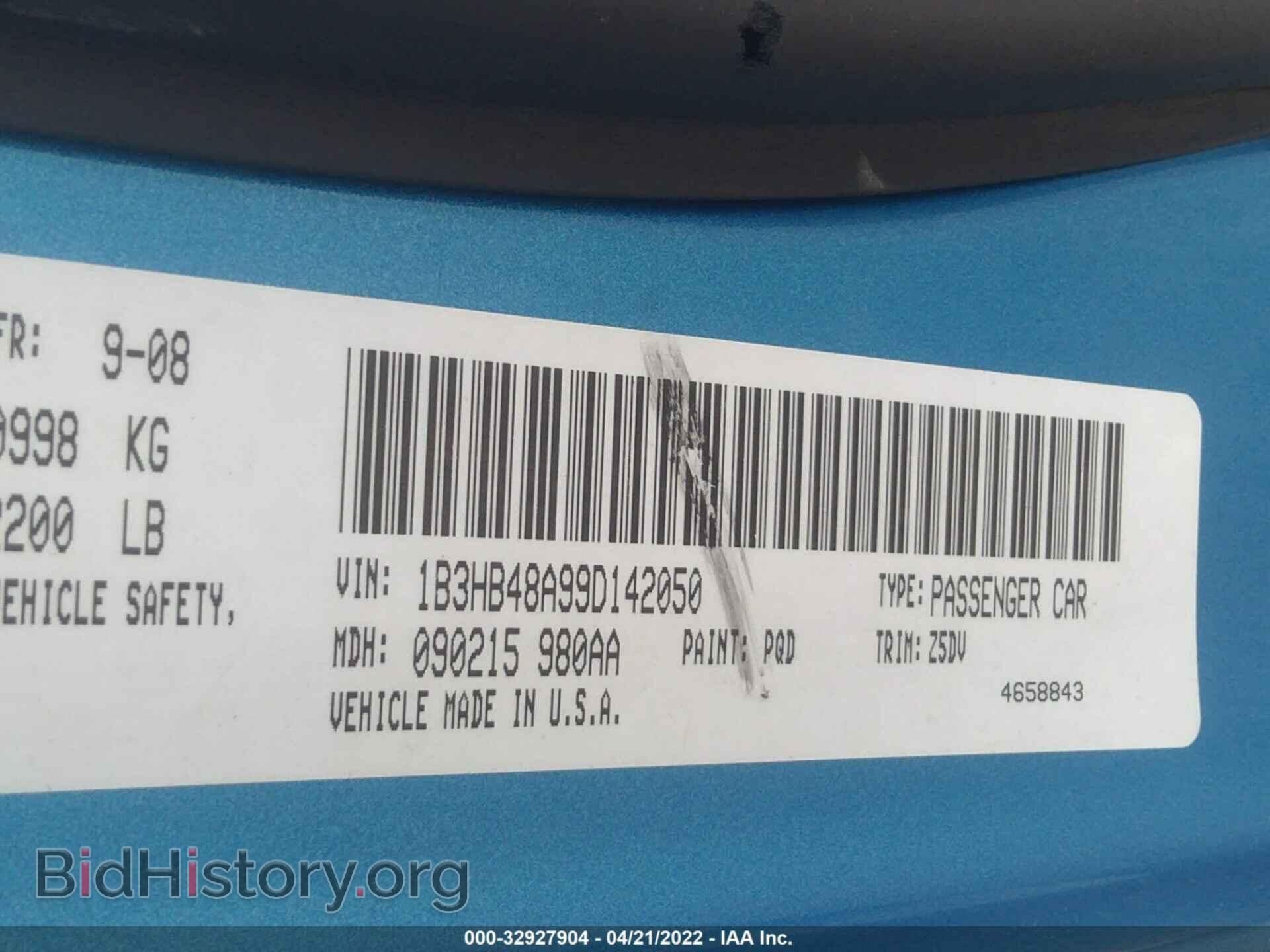 2009 DODGE CALIBER - VIN: 1B3HB48A99D142050 - Фото 9