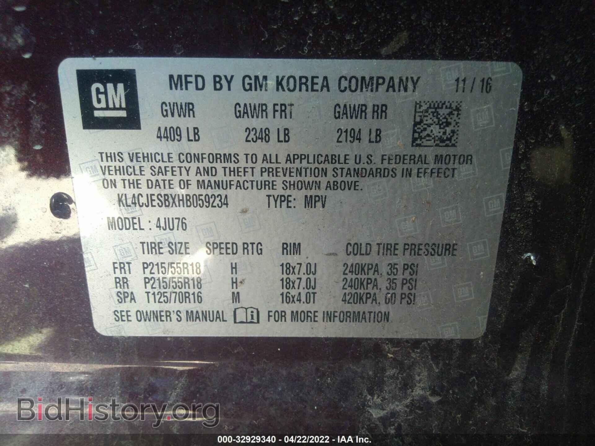 2017 BUICK ENCORE - VIN: KL4CJESBXHB059234 - Photo 9
