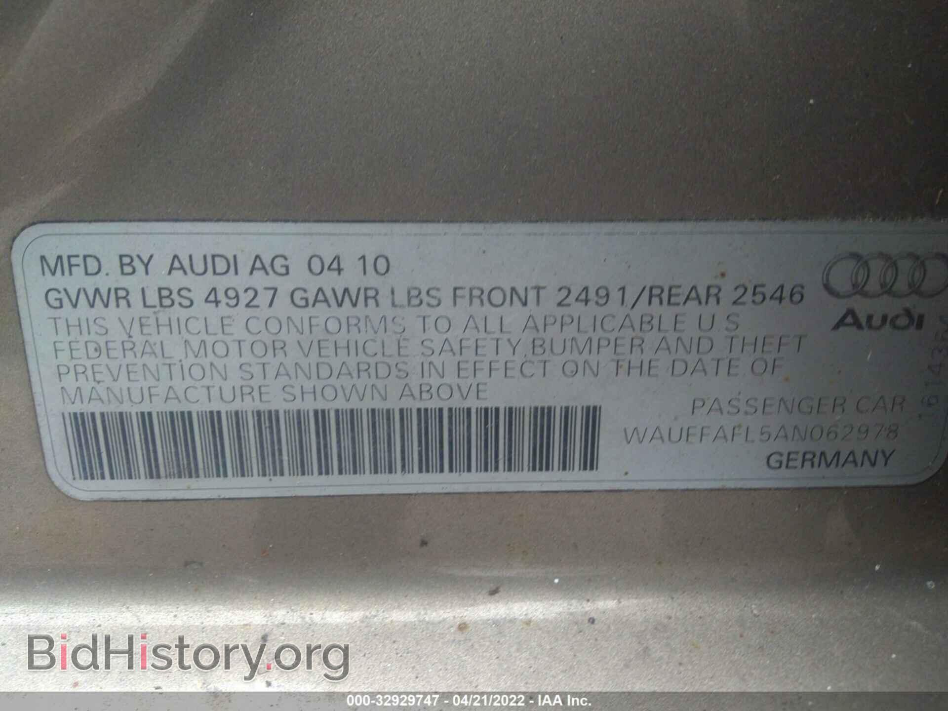 2010 AUDI A4 - VIN: WAUFFAFL5AN062978 - Фото 9
