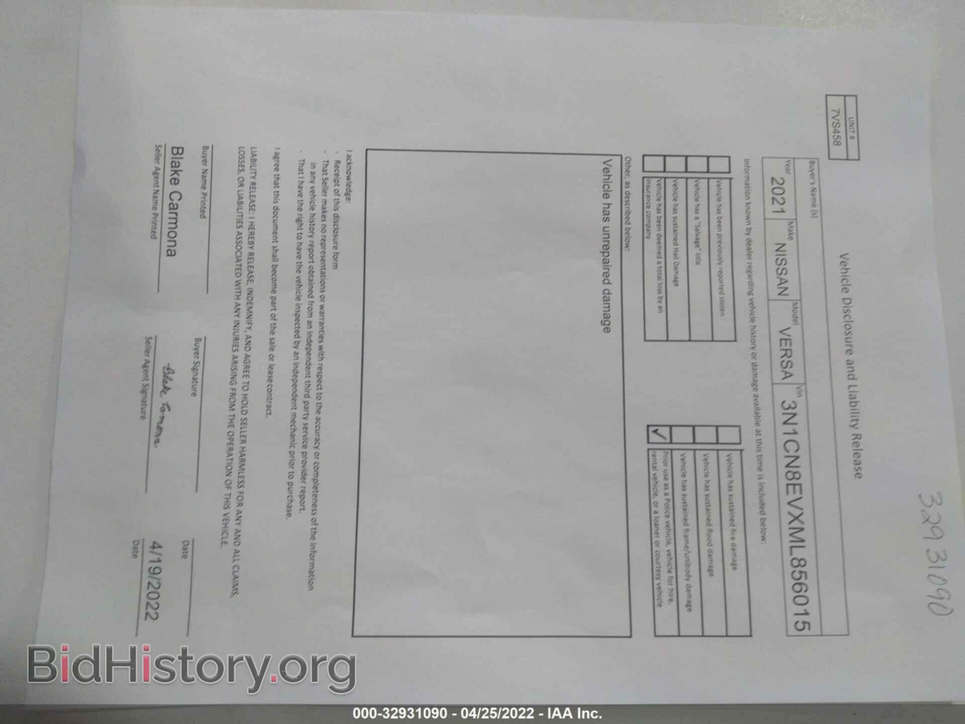 2021 NISSAN VERSA - VIN: 3N1CN8EVXML856015 - Photo 6