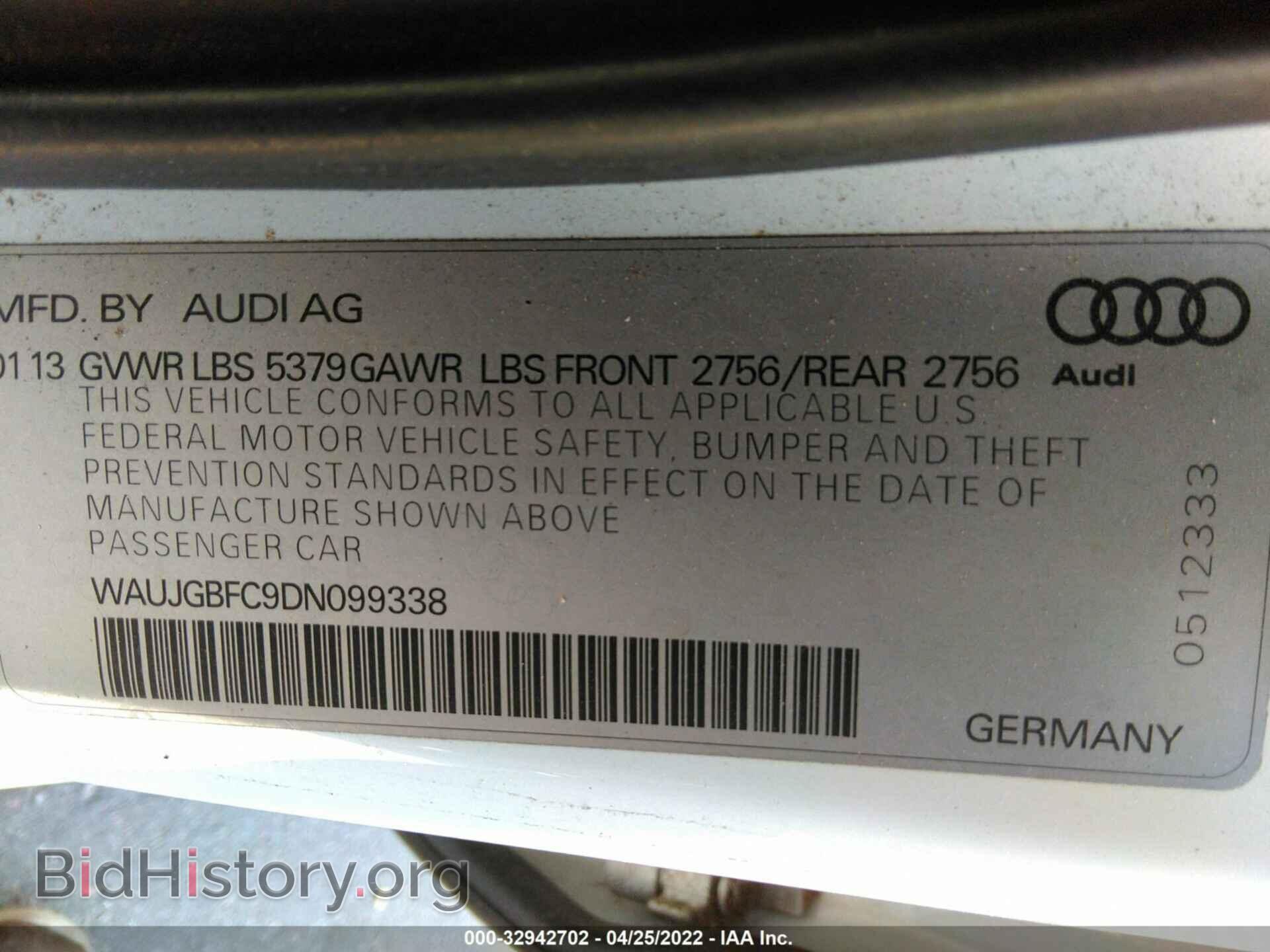 2013 AUDI A6 - VIN: WAUJGBFC9DN099338 - Фото 9
