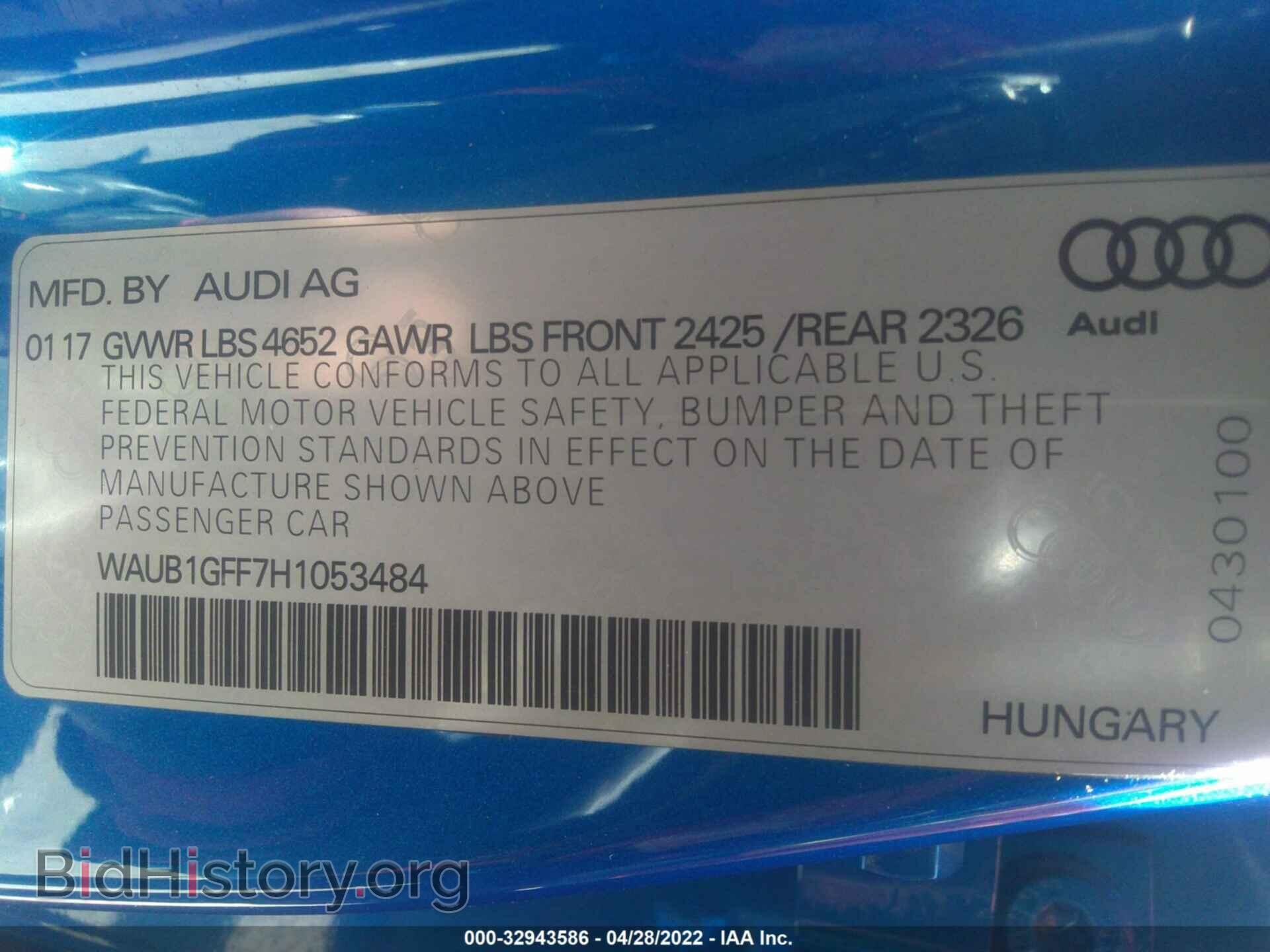 2017 AUDI S3 - VIN: WAUB1GFF7H1053484 - Photo 9
