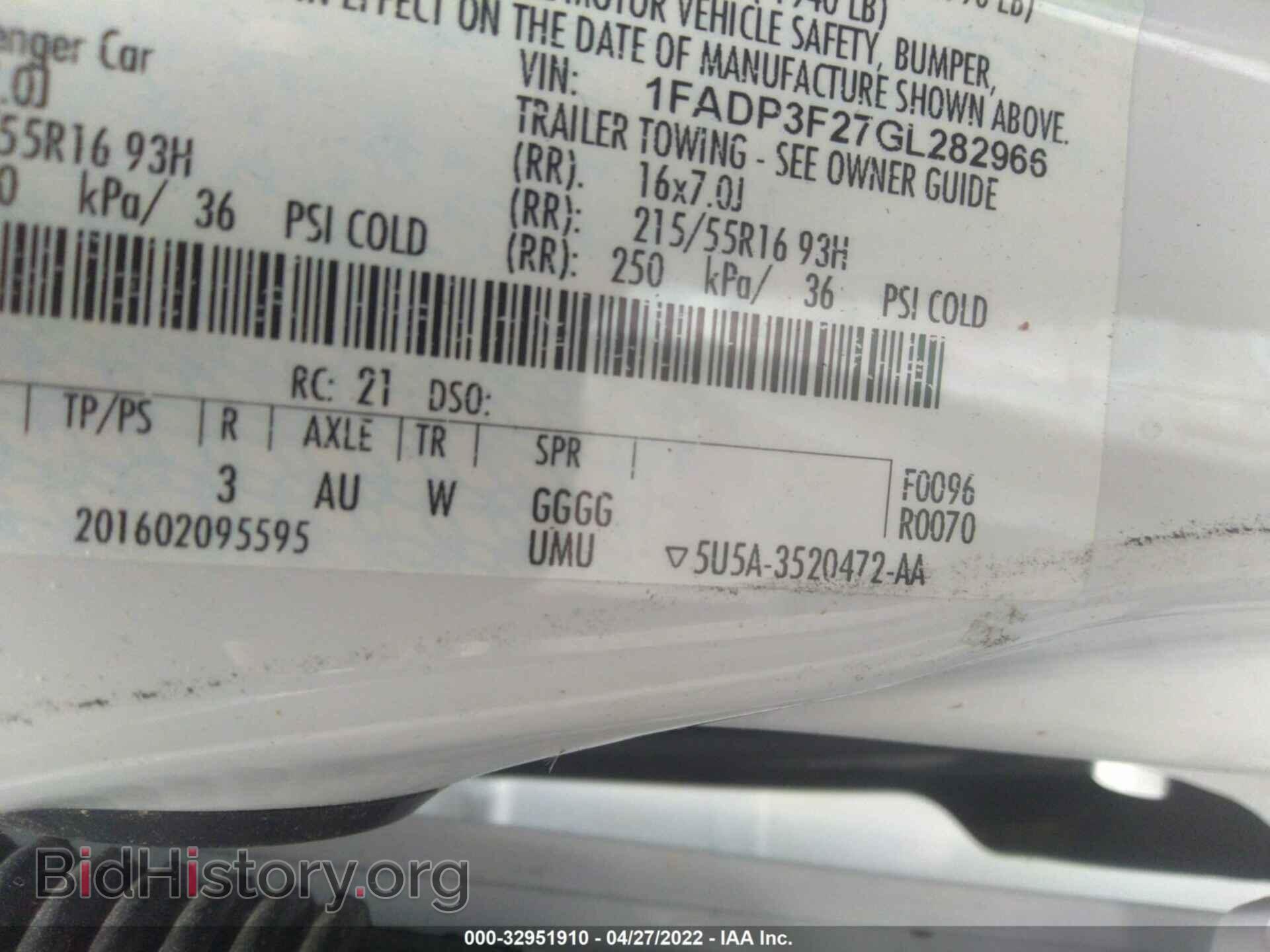 2016 FORD FOCUS - VIN: 1FADP3F27GL282966 - Фото 9