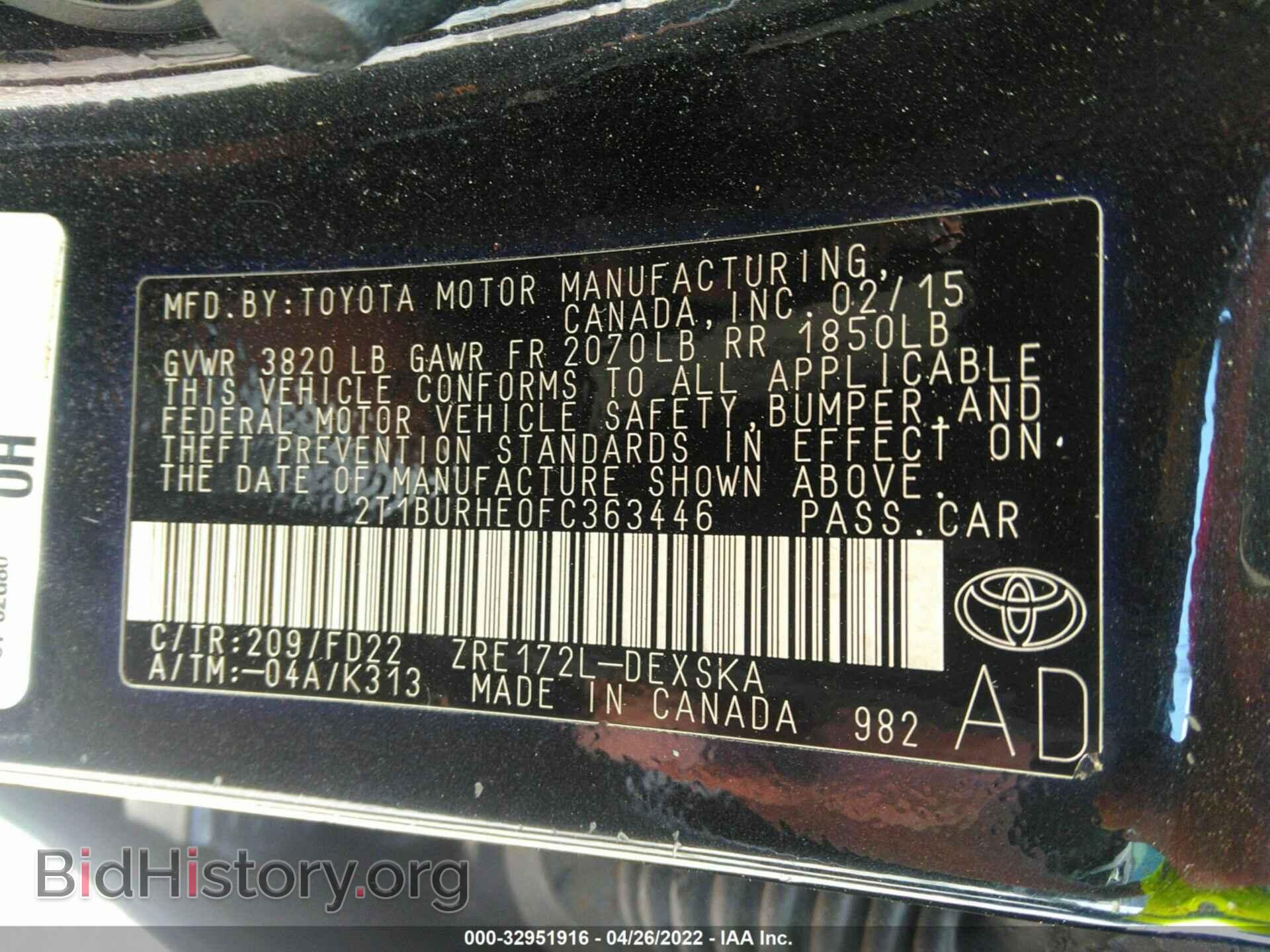 2015 TOYOTA COROLLA - VIN: 2T1BURHE0FC363446 - Photo 9
