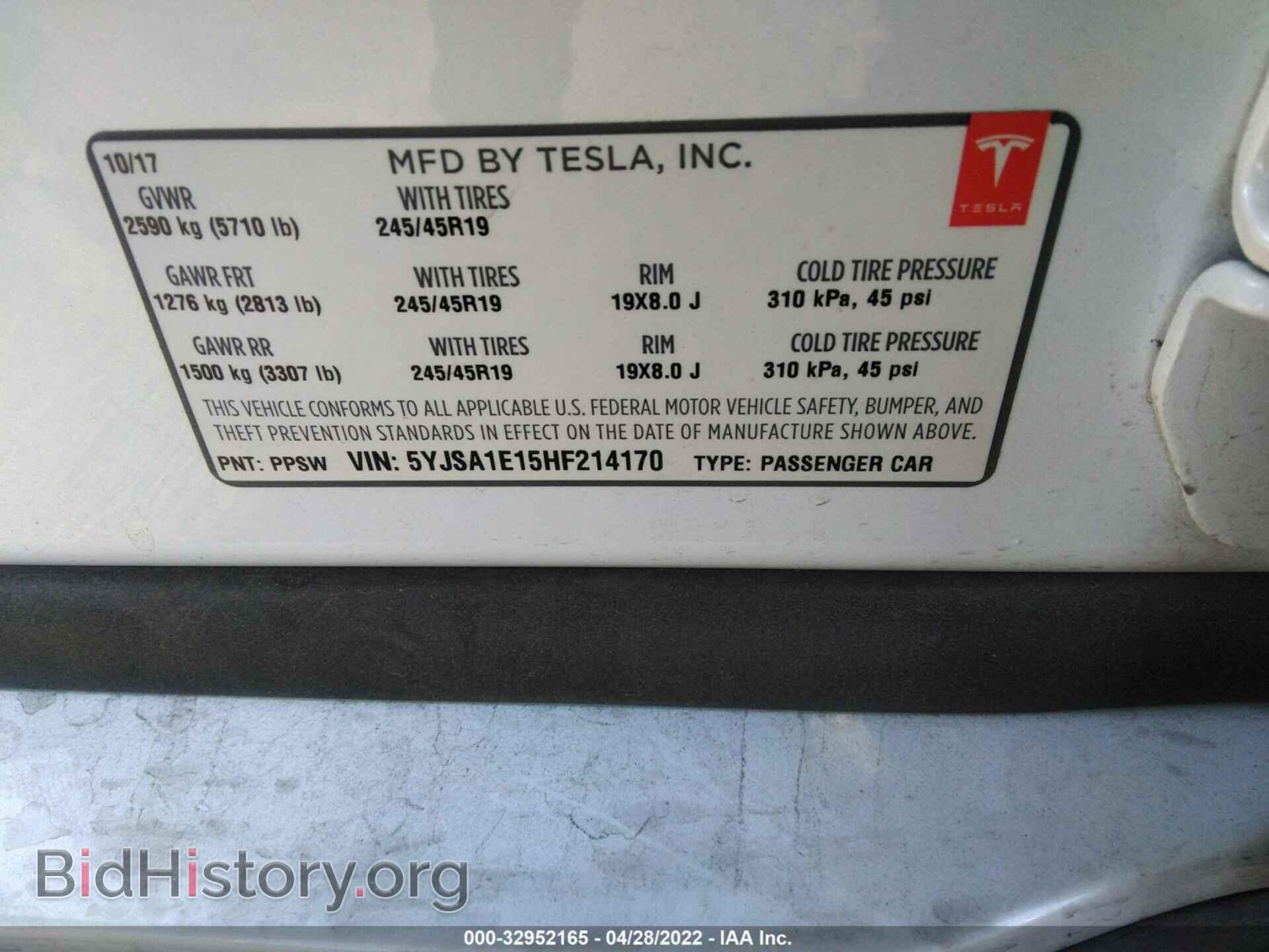 2017 TESLA MODEL S - VIN: 5YJSA1E15HF214170 - Photo 9