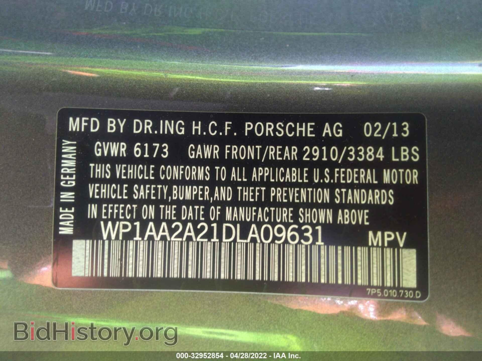 2013 PORSCHE CAYENNE - VIN: WP1AA2A21DLA09631 - Фото 9