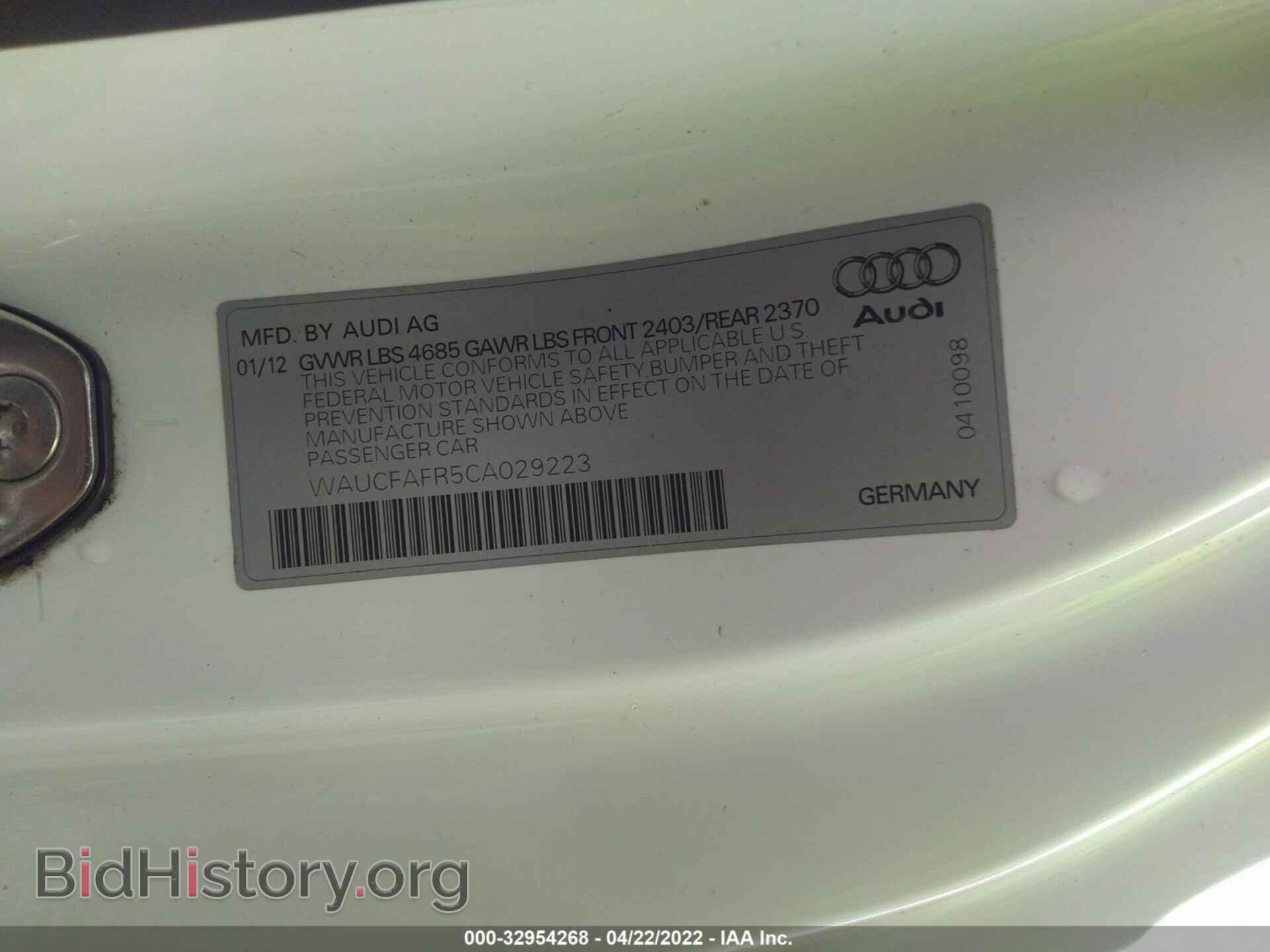2012 AUDI A5 - VIN: WAUCFAFR5CA029223 - Фото 9