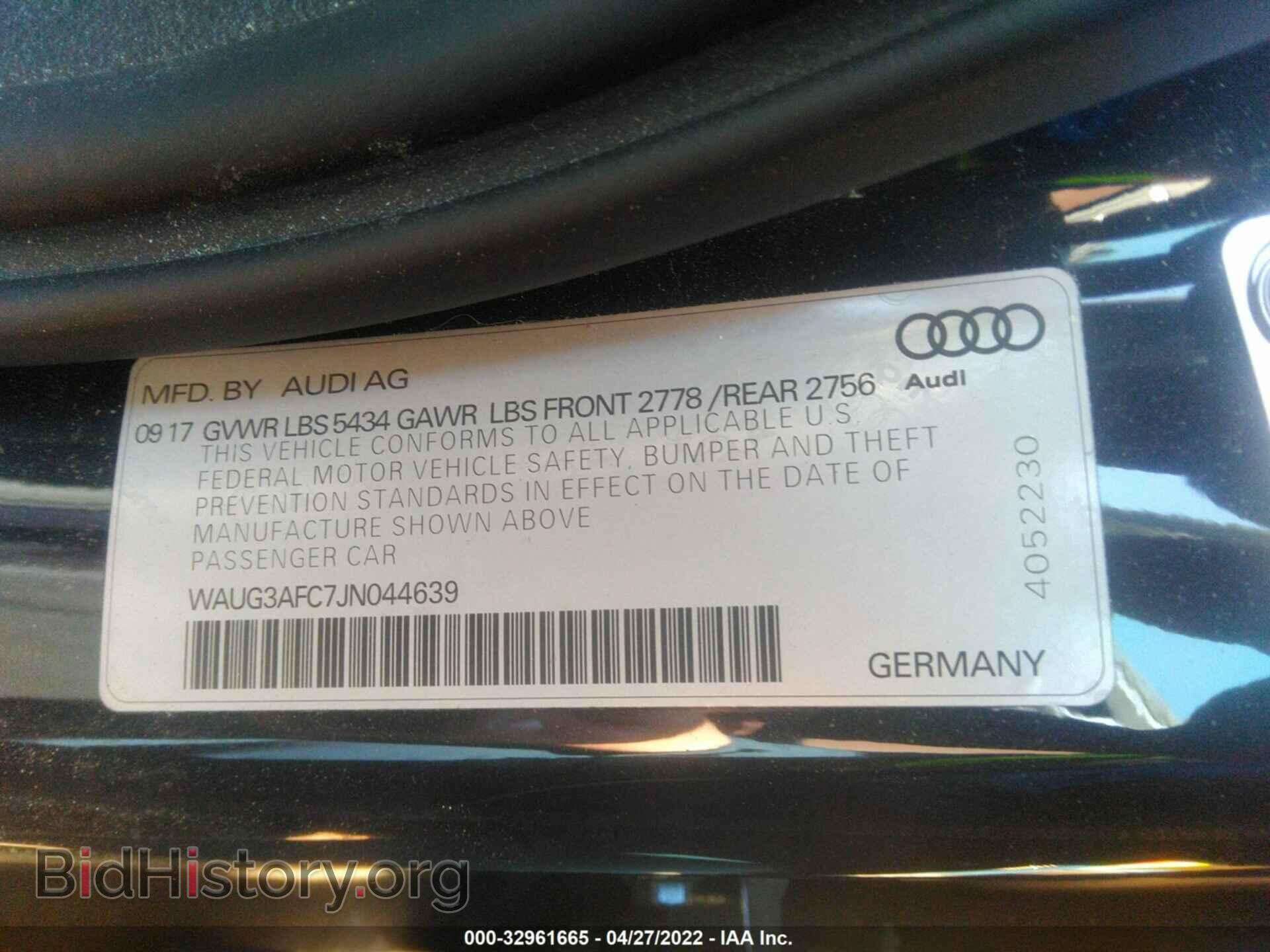 2018 AUDI A6 - VIN: WAUG3AFC7JN044639 - Фото 9