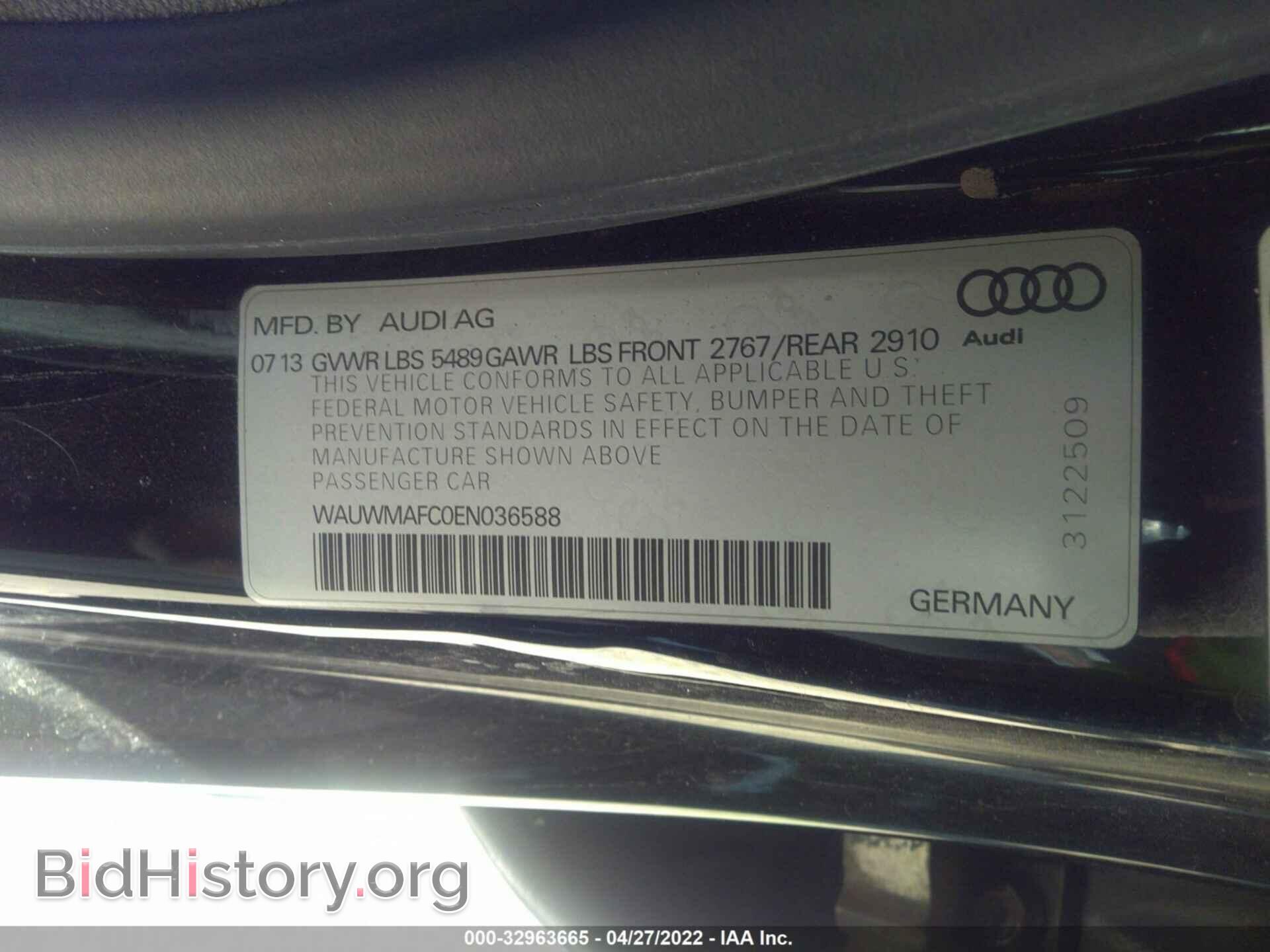 2014 AUDI A7 - VIN: WAUWMAFC0EN036588 - Фото 9