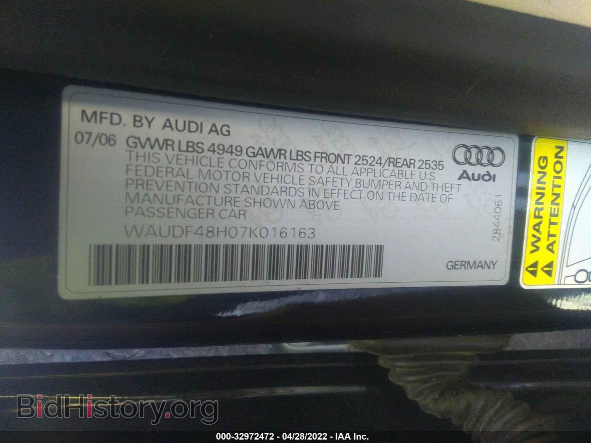 2007 AUDI A4 - VIN: WAUDF48H07K016163 - Фото 9
