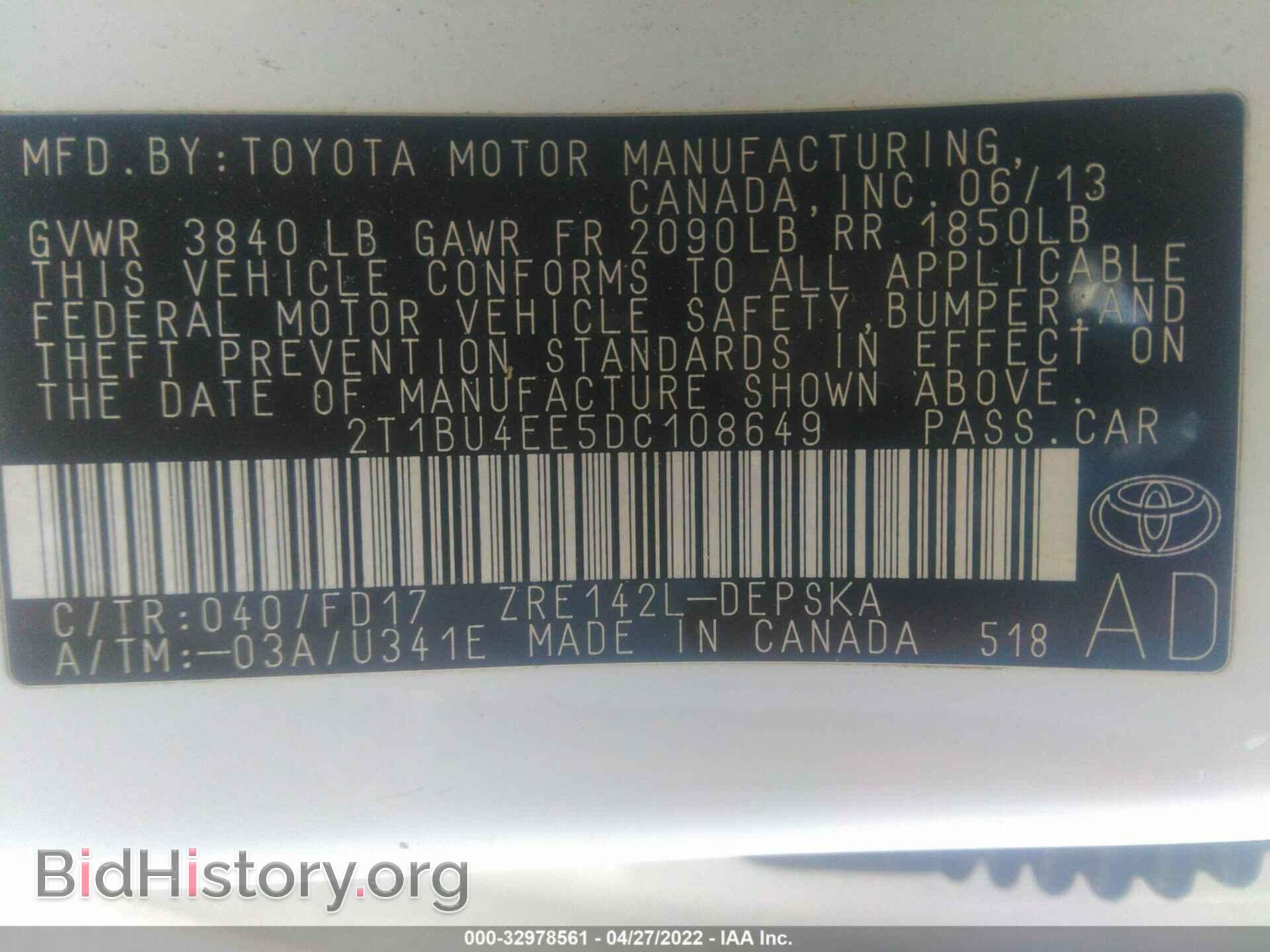 2013 TOYOTA COROLLA - VIN: 2T1BU4EE5DC108649 - Photo 9