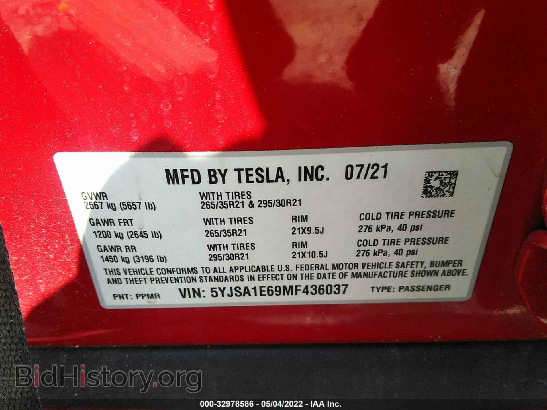 2021 TESLA MODEL S - VIN: 5YJSA1E69MF436037 - Photo 9