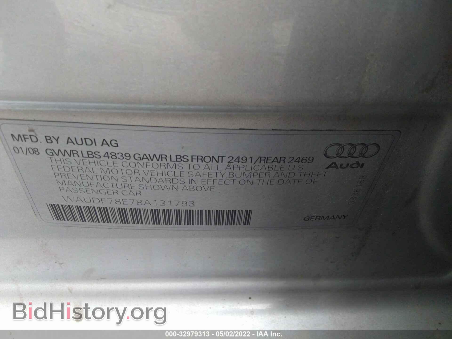 2008 AUDI A4 - VIN: WAUDF78E78A131793 - Фото 9
