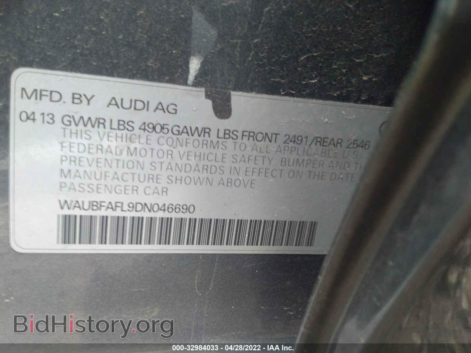 2013 AUDI A4 - VIN: WAUBFAFL9DN046690 - Photo 9