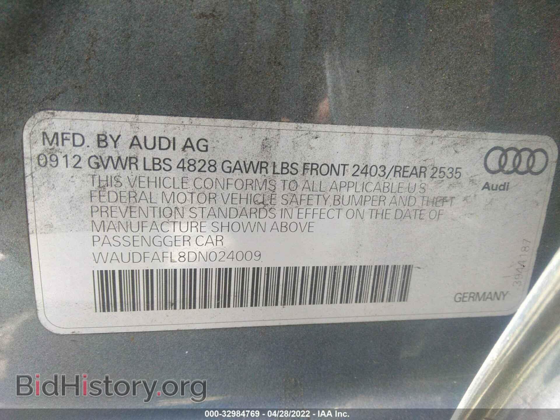 2013 AUDI A4 - VIN: WAUDFAFL8DN024009 - Фото 9
