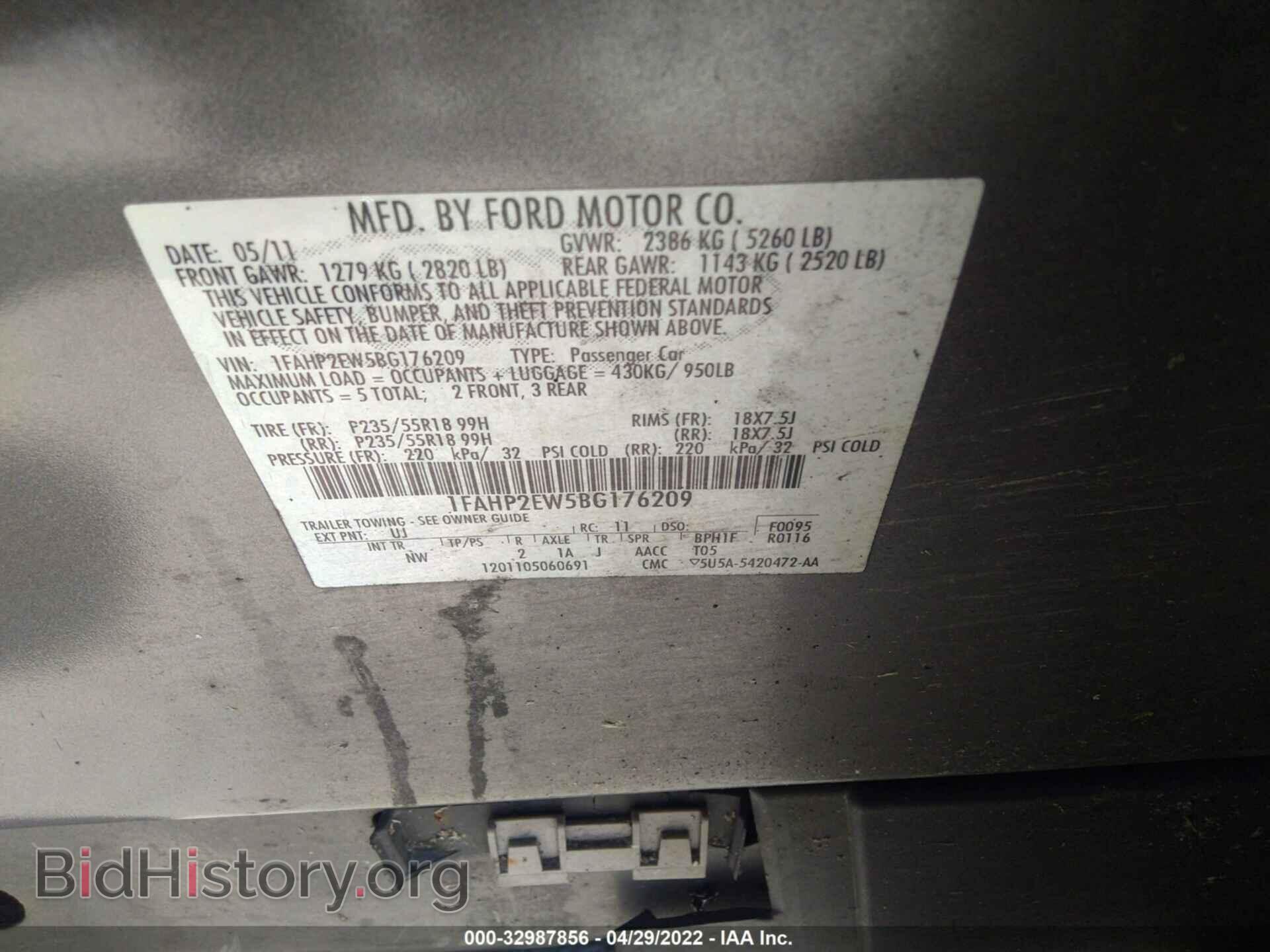 2011 FORD TAURUS - VIN: 1FAHP2EW5BG176209 - Photo 9