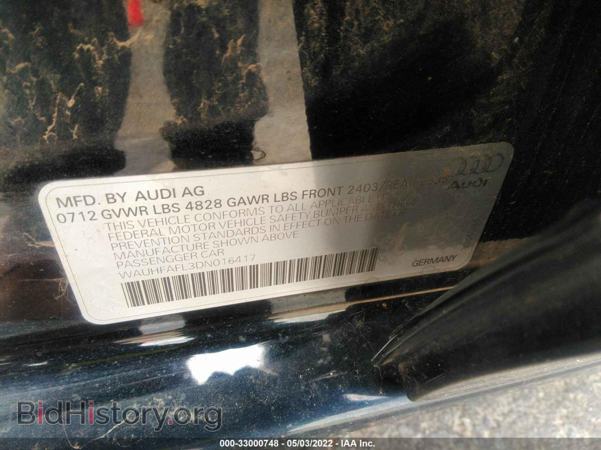2013 AUDI A4 - VIN: WAUHFAFL3DN016417 - Фото 9