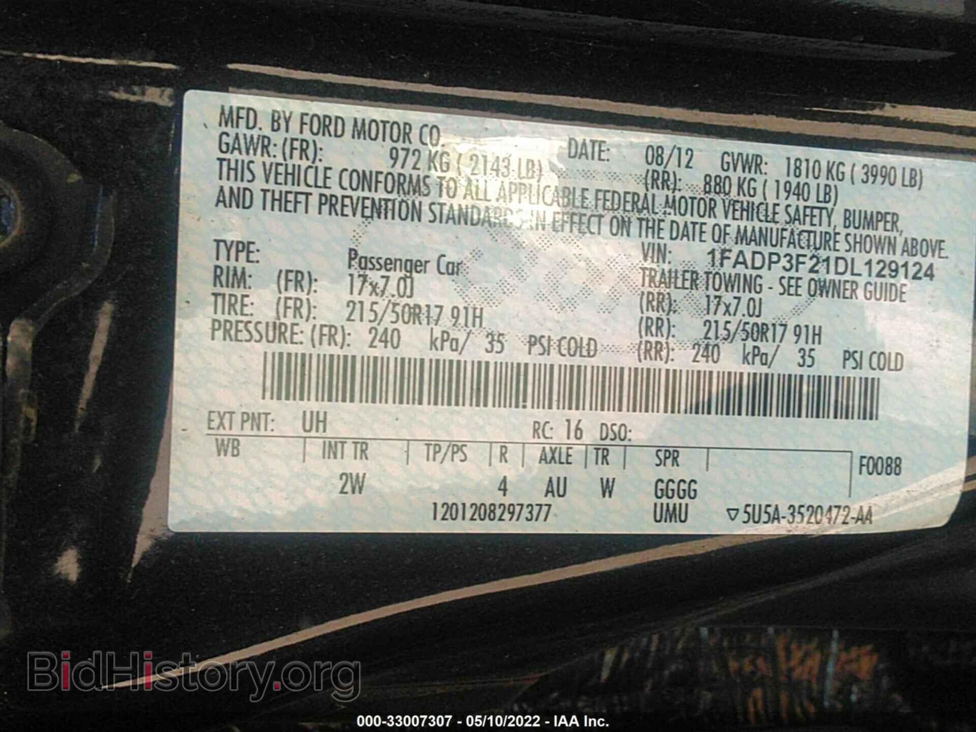 2013 FORD FOCUS - VIN: 1FADP3F21DL129124 - Фото 9