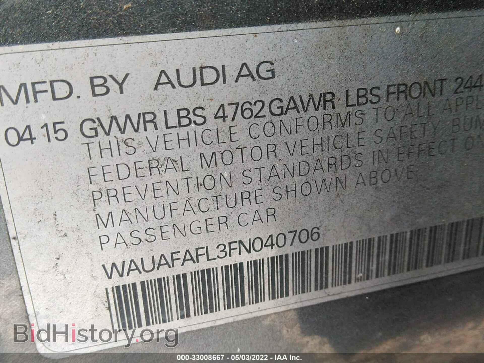 2015 AUDI A4 - VIN: WAUAFAFL3FN040706 - Фото 9
