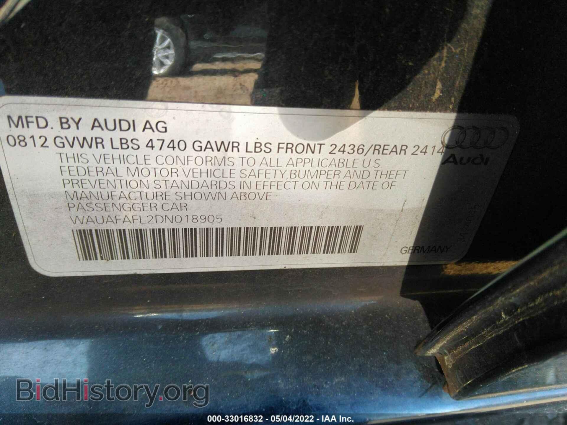 2013 AUDI A4 - VIN: WAUAFAFL2DN018905 - Photo 9