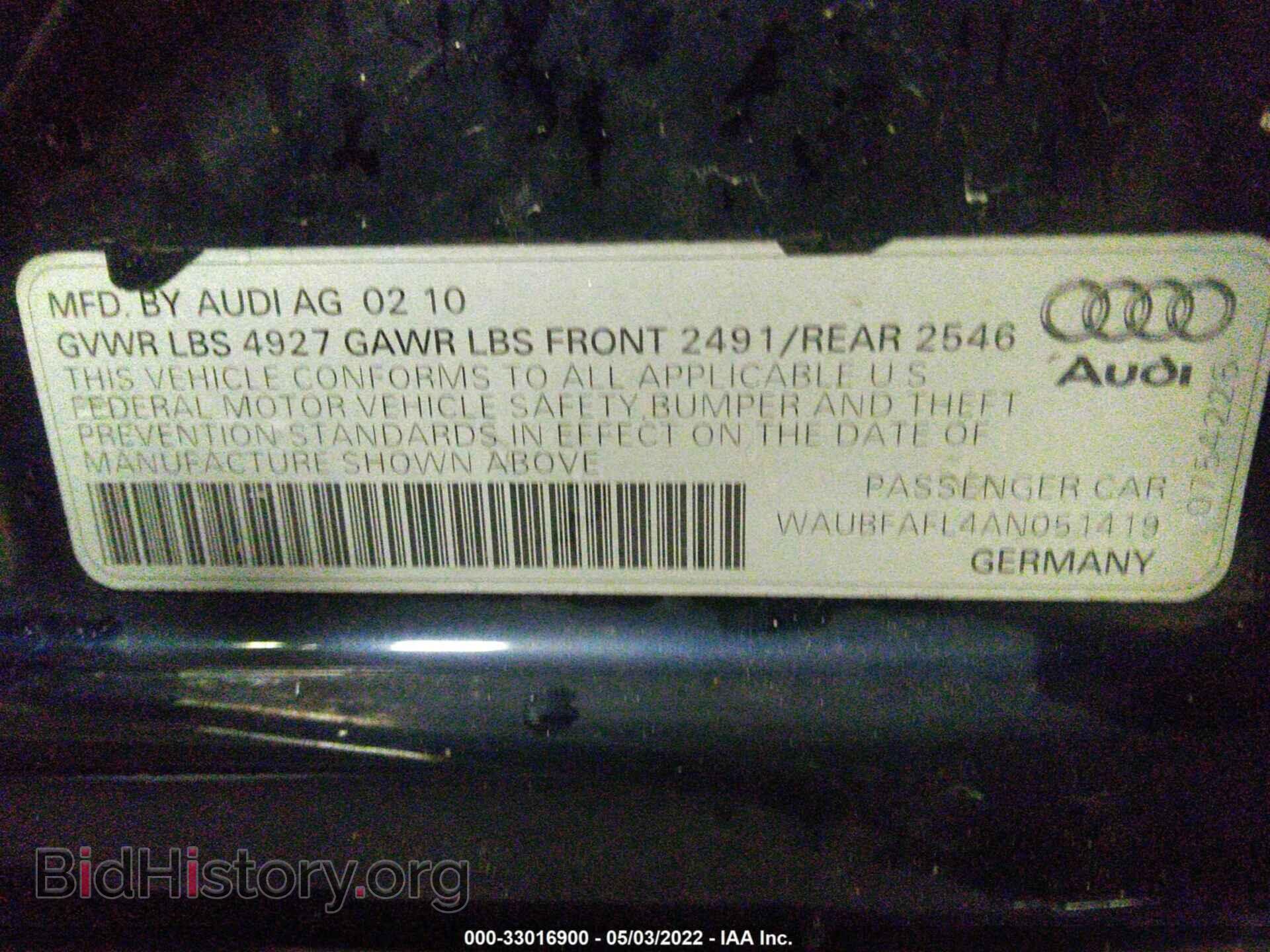 2010 AUDI A4 - VIN: WAUBFAFL4AN051419 - Фото 9