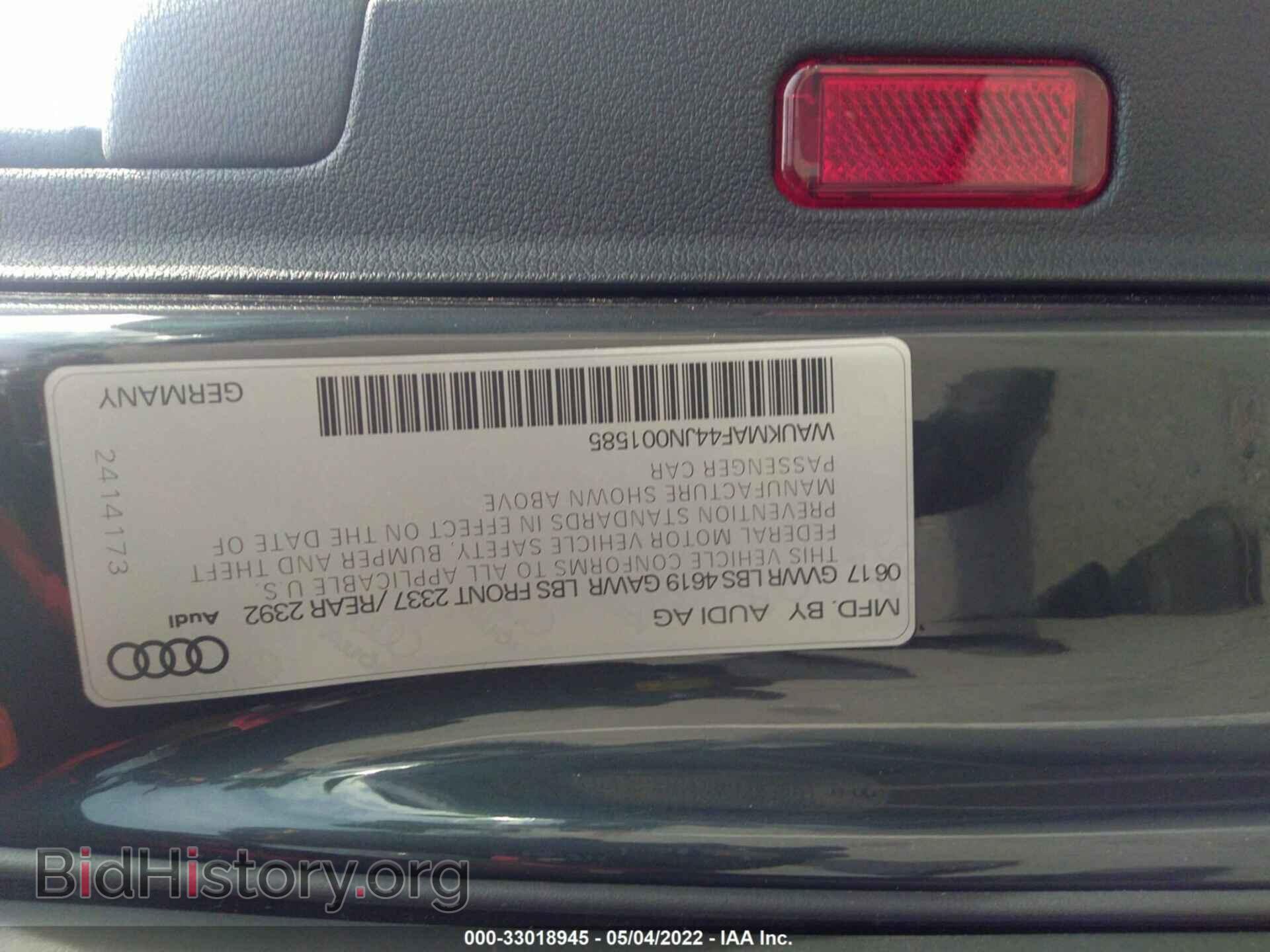 2018 AUDI A4 - VIN: WAUKMAF44JN001585 - Фото 9