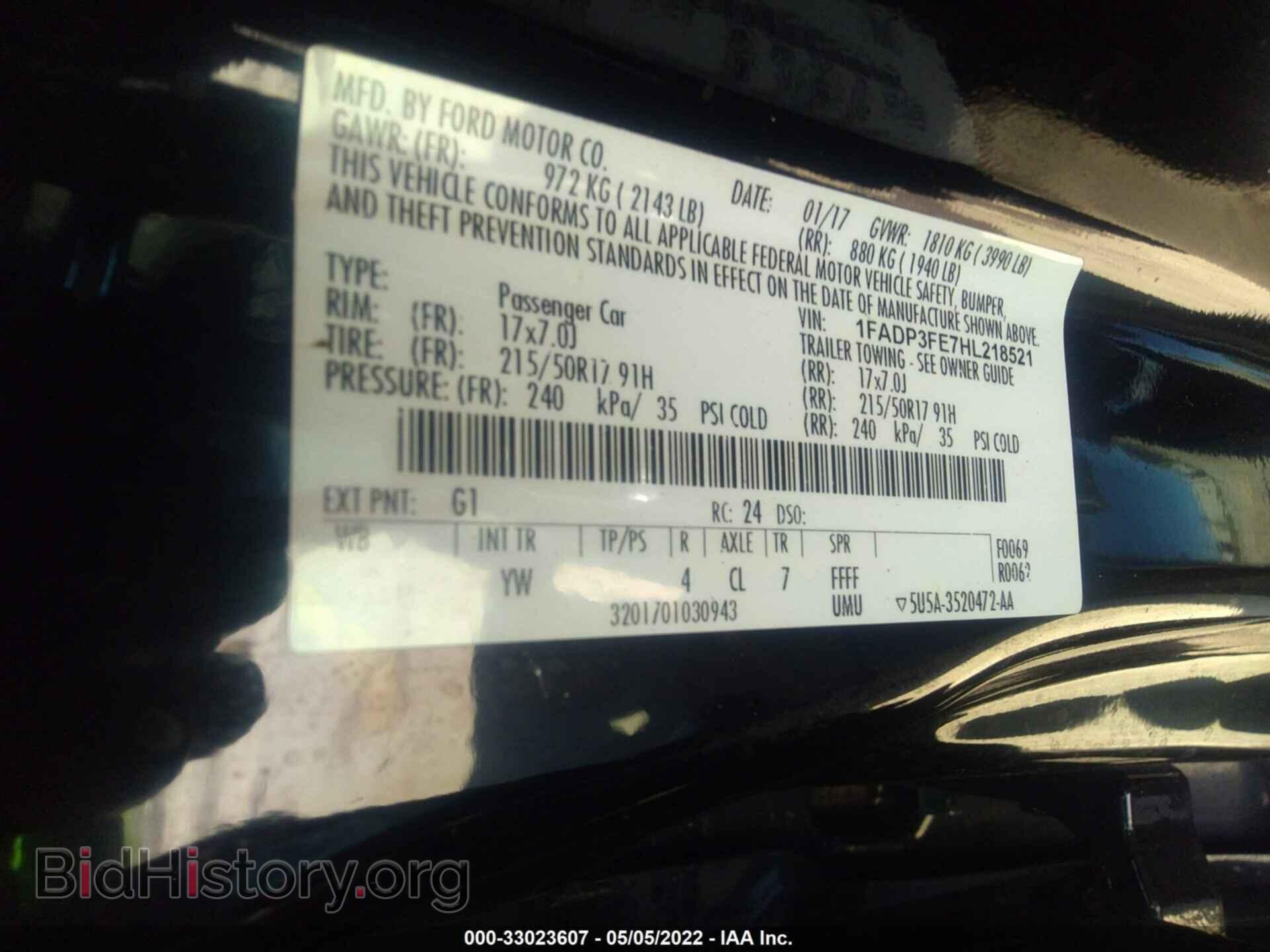 2017 FORD FOCUS - VIN: 1FADP3FE7HL218521 - Фото 9
