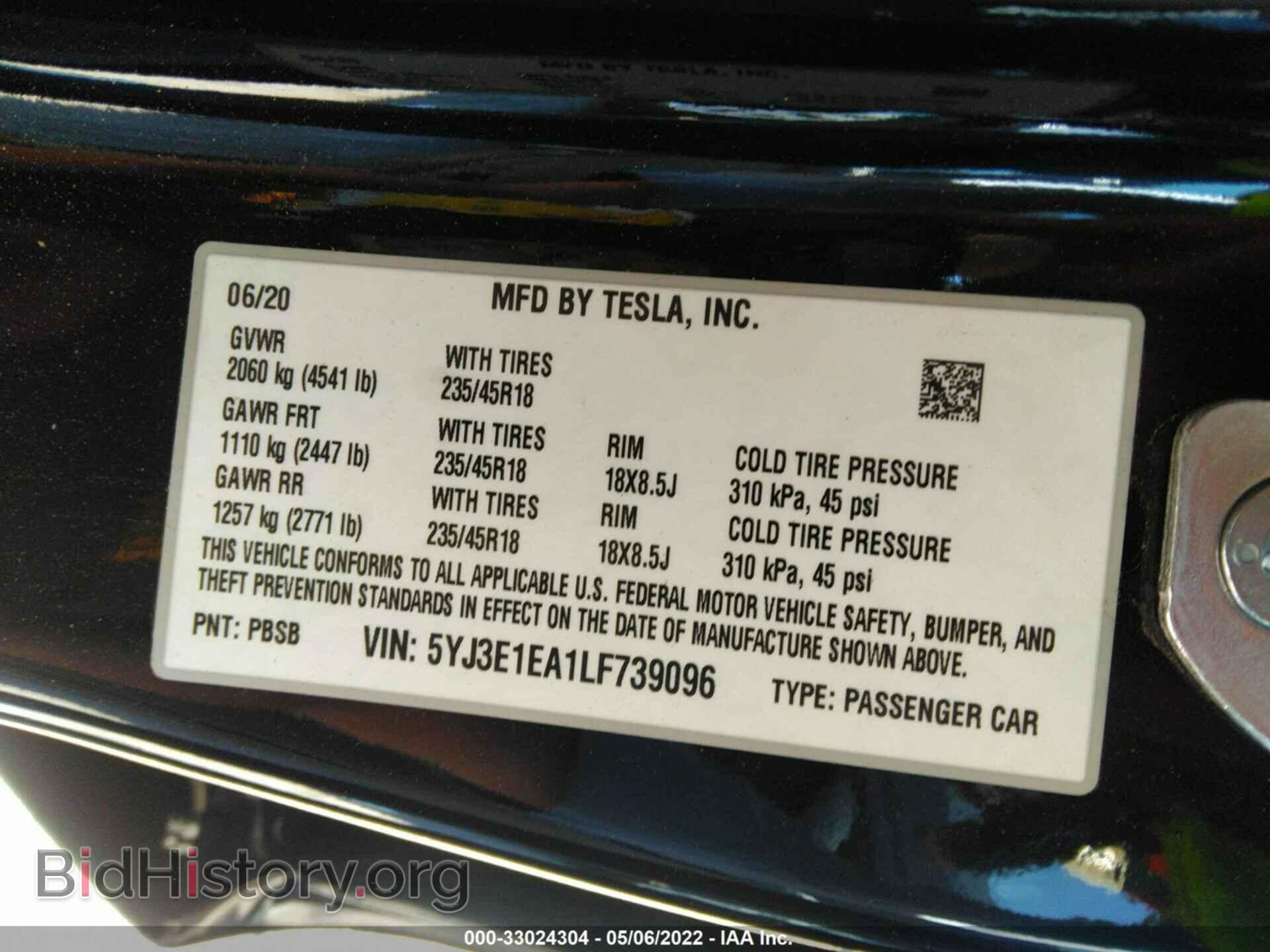 2020 TESLA MODEL 3 - VIN: 5YJ3E1EA1LF739096 - Фото 9