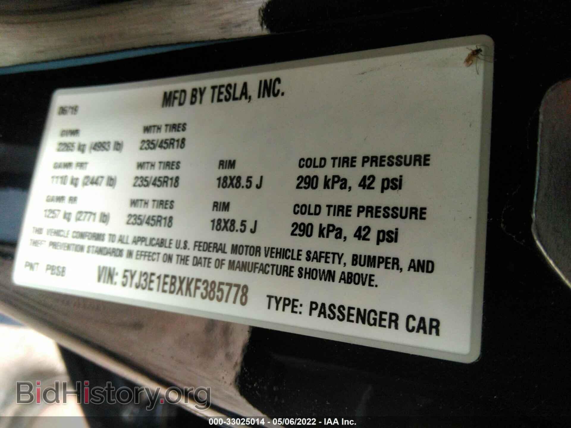 2019 TESLA MODEL 3 - VIN: 5YJ3E1EBXKF385778 - Photo 9