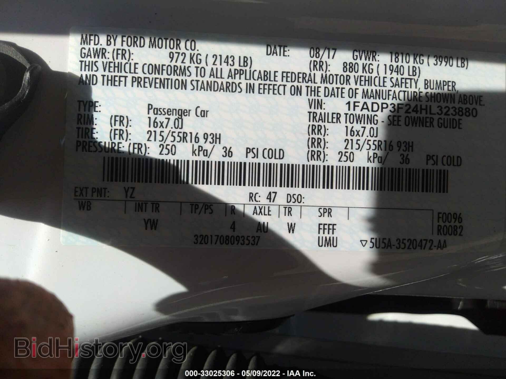 2017 FORD FOCUS - VIN: 1FADP3F24HL323880 - Фото 9