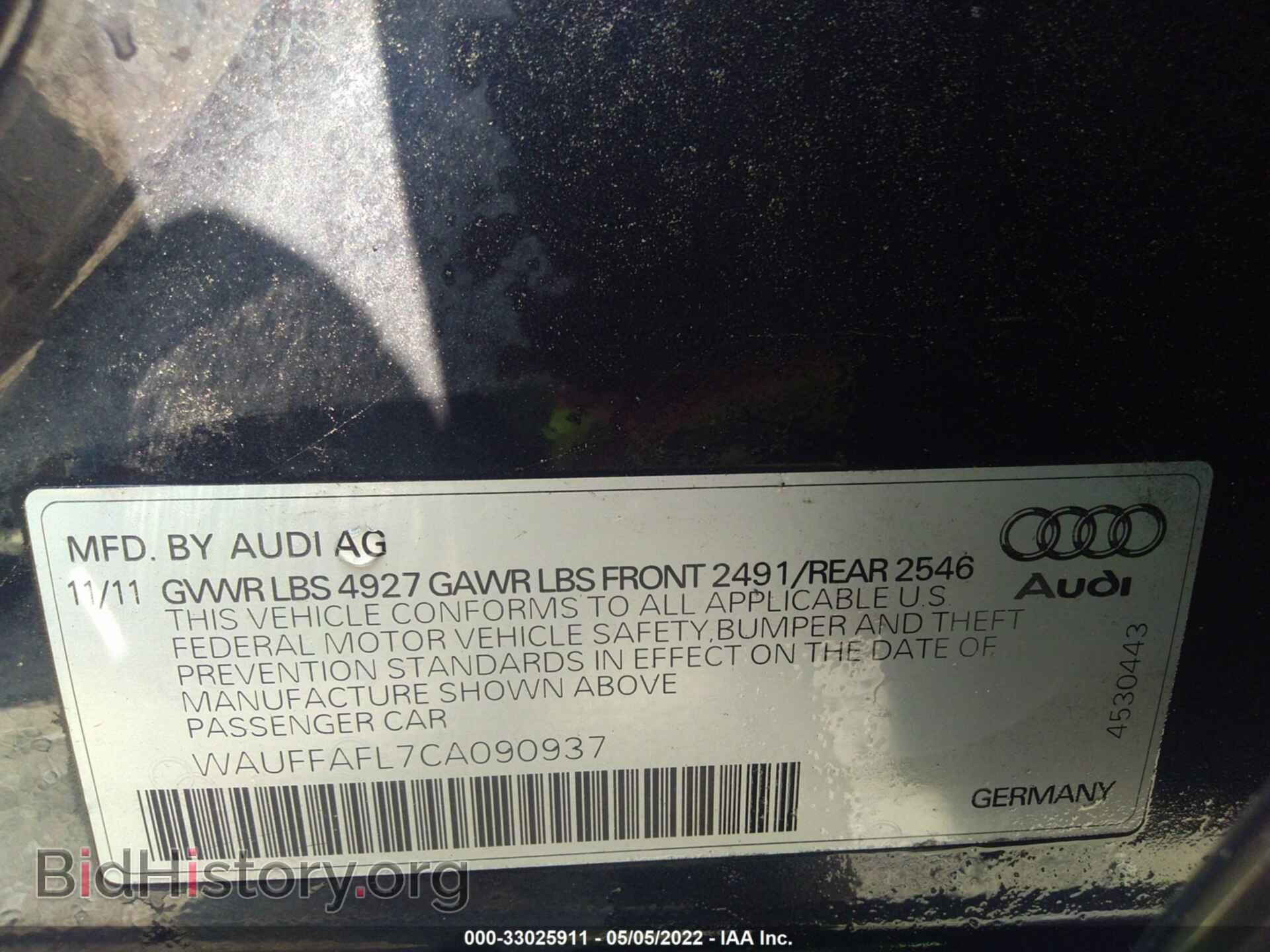 2012 AUDI A4 - VIN: WAUFFAFL7CA090937 - Фото 9