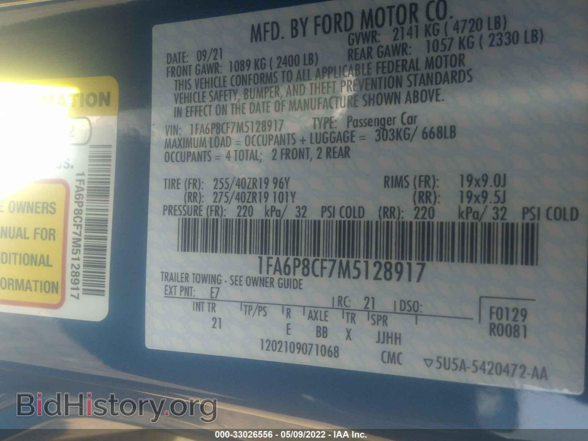 2021 FORD MUSTANG - VIN: 1FA6P8CF7M5128917 - Photo 9