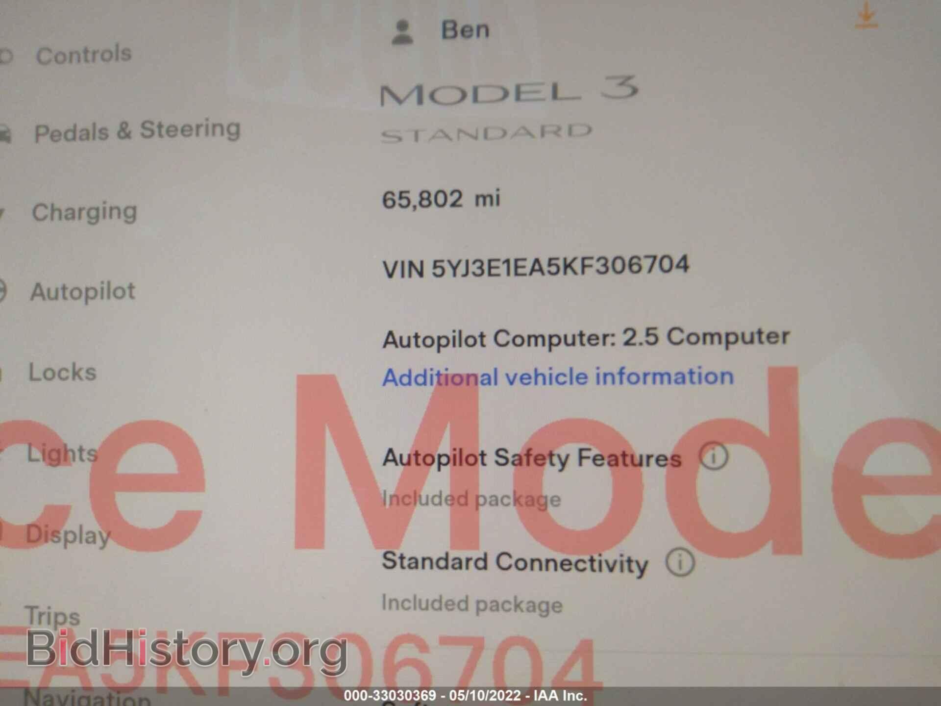 2019 TESLA MODEL 3 - VIN: 5YJ3E1EA5KF306704 - Фото 7