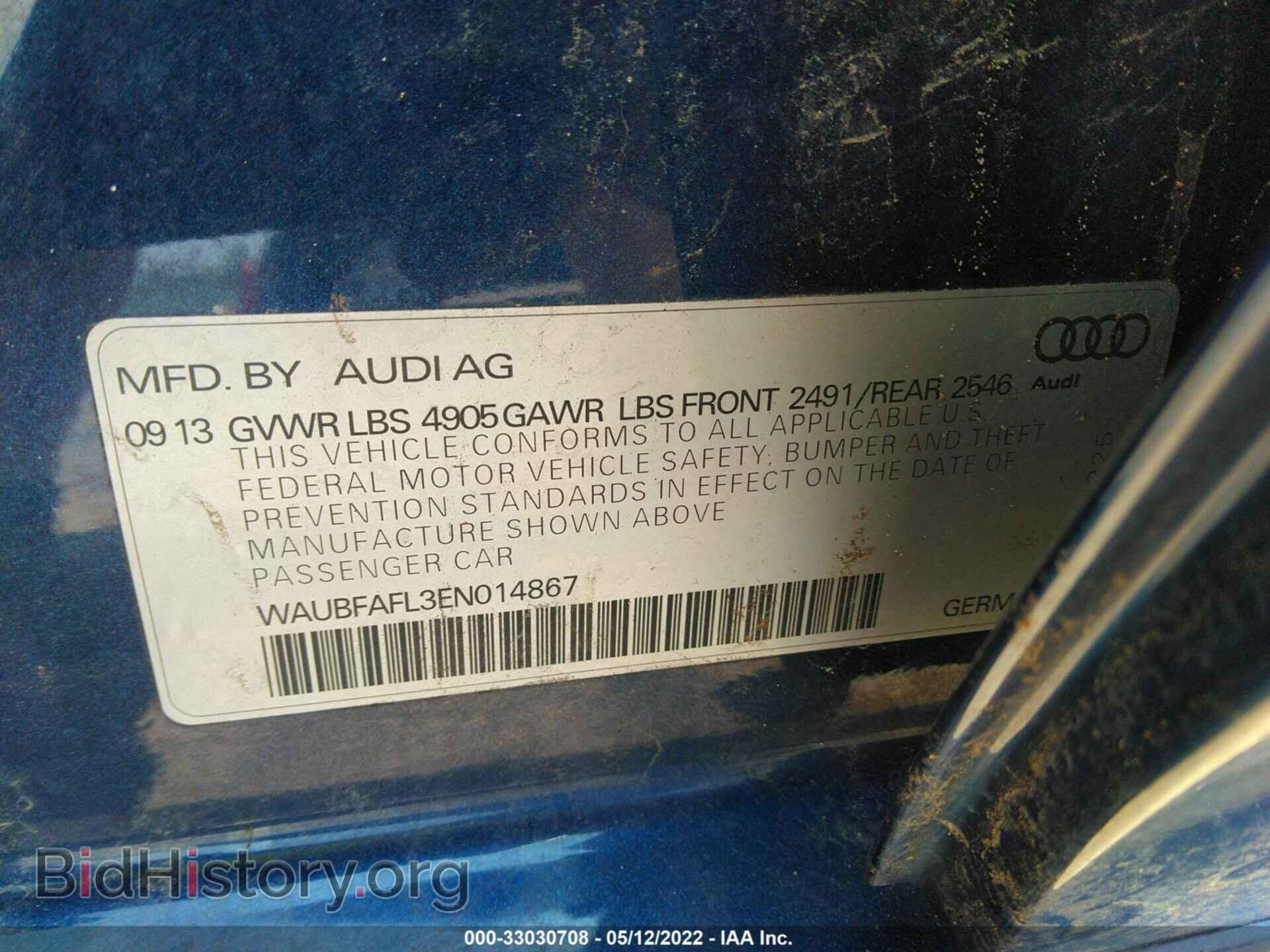 2014 AUDI A4 - VIN: WAUBFAFL3EN014867 - Фото 9