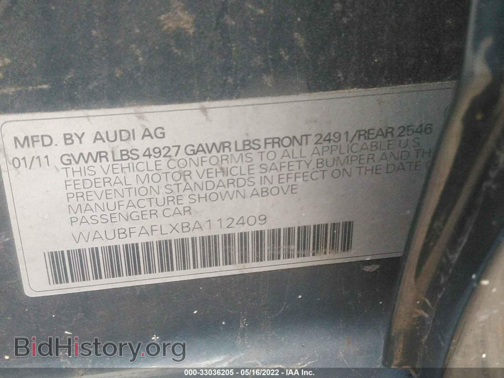 2011 AUDI A4 - VIN: WAUBFAFLXBA112409 - Фото 9