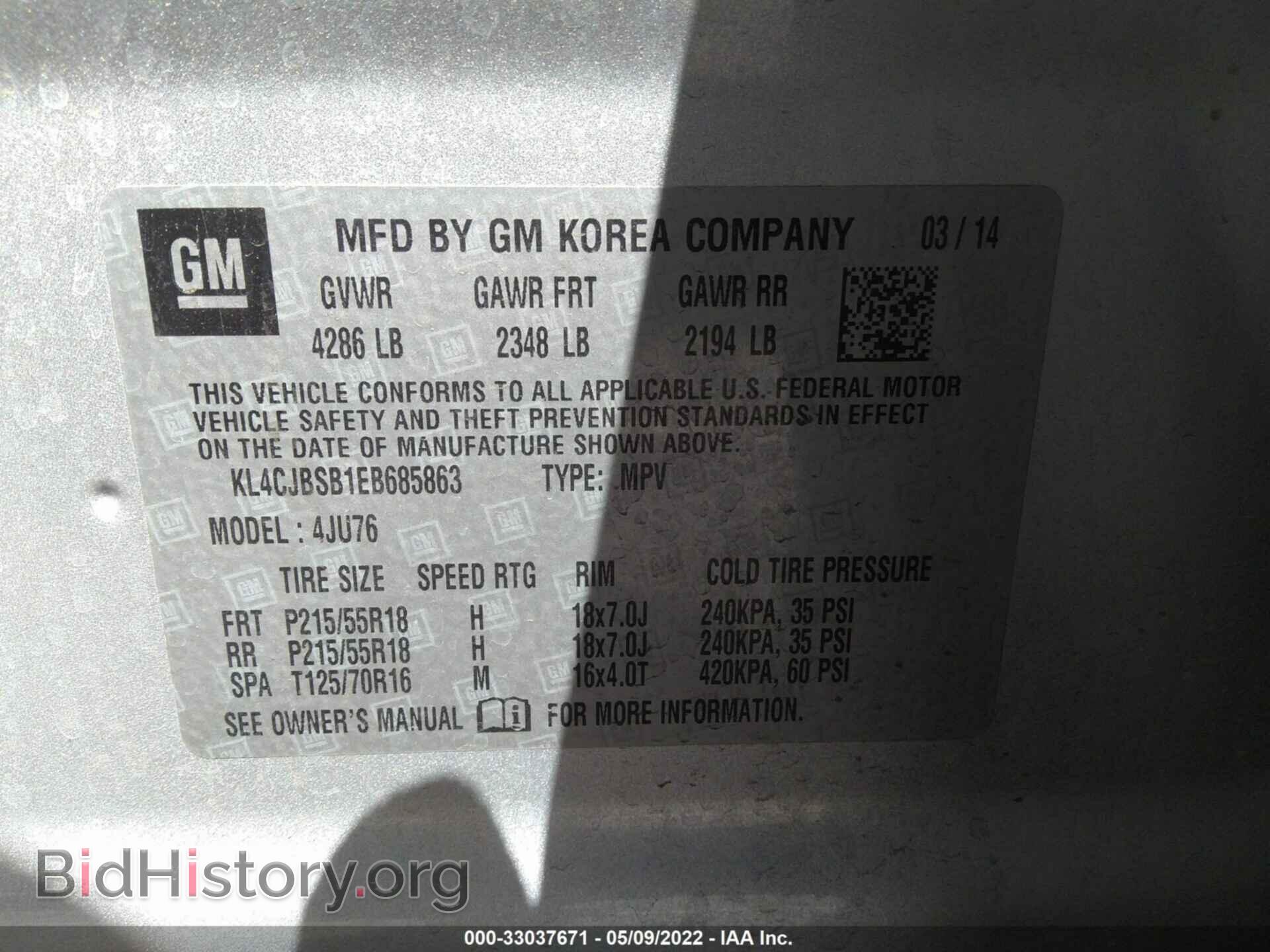 2014 BUICK ENCORE - VIN: KL4CJBSB1EB685863 - Photo 9