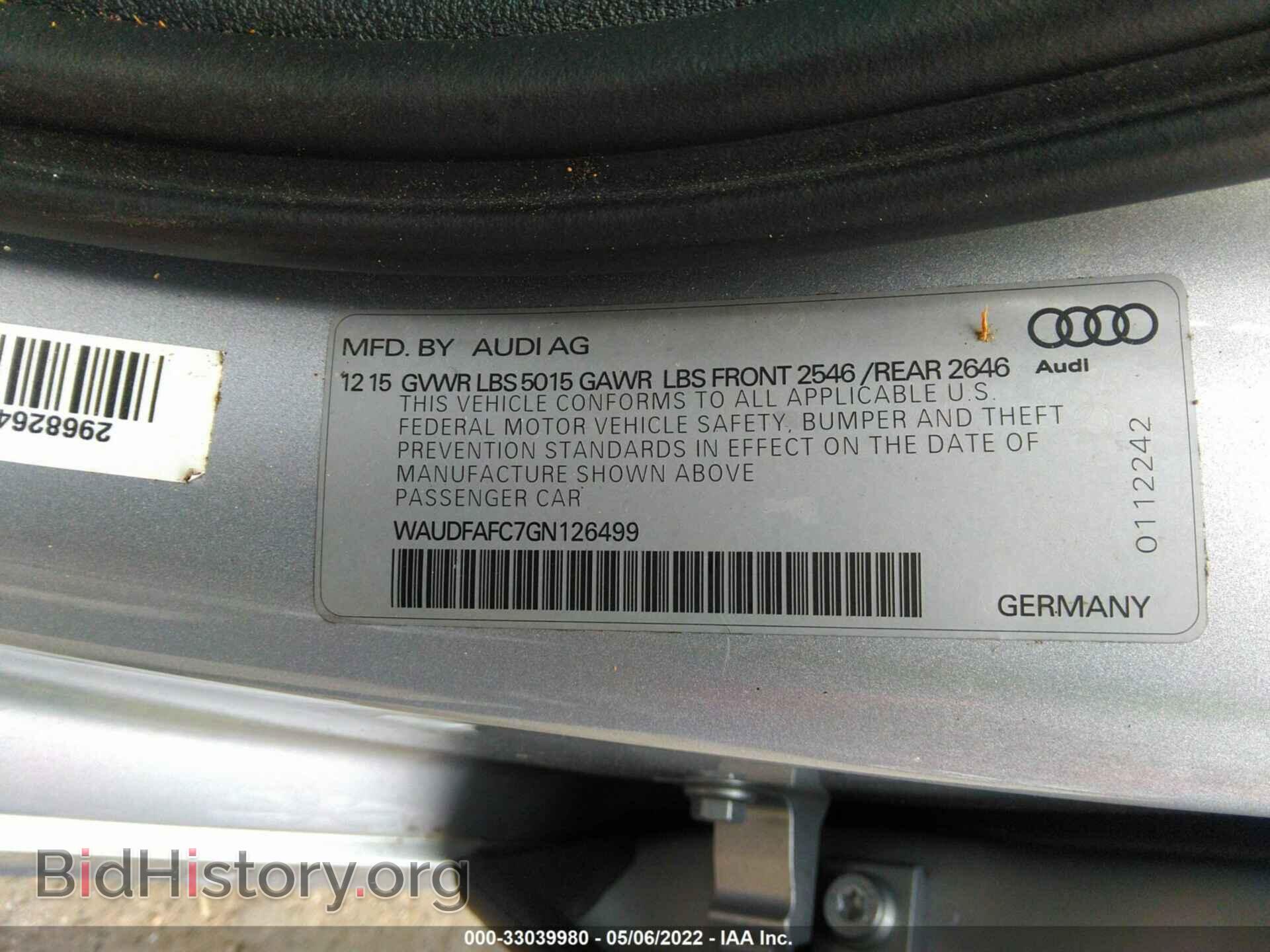2016 AUDI A6 - VIN: WAUDFAFC7GN126499 - Фото 9