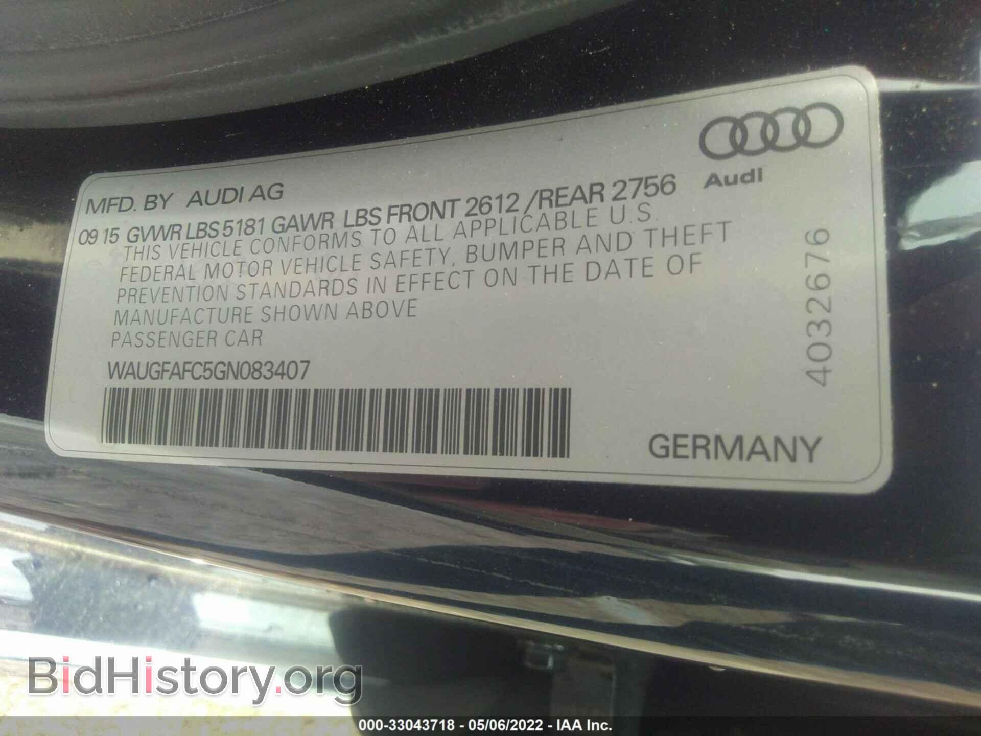 2016 AUDI A6 - VIN: WAUGFAFC5GN083407 - Фото 9