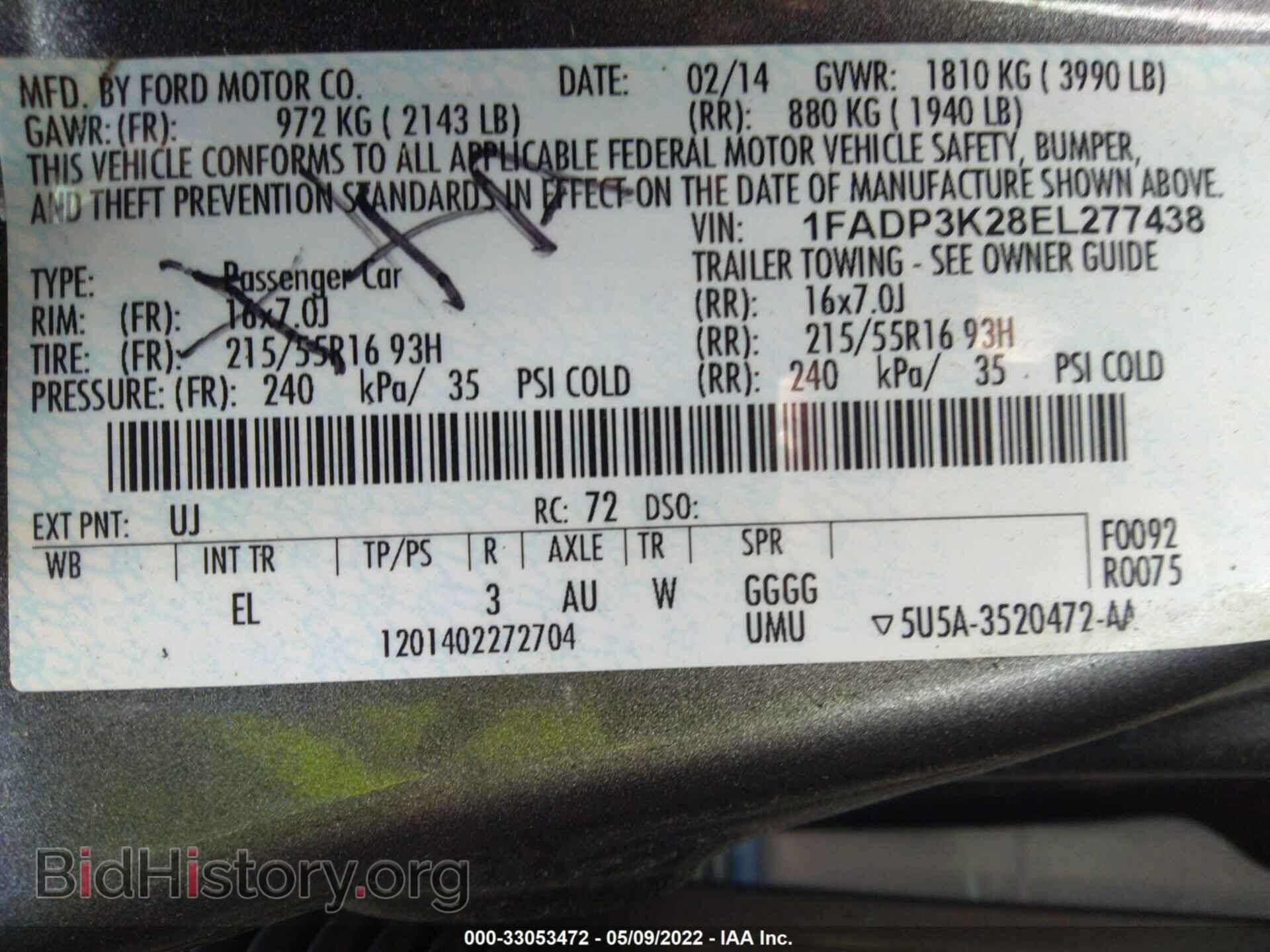 2014 FORD FOCUS - VIN: 1FADP3K28EL277438 - Фото 9