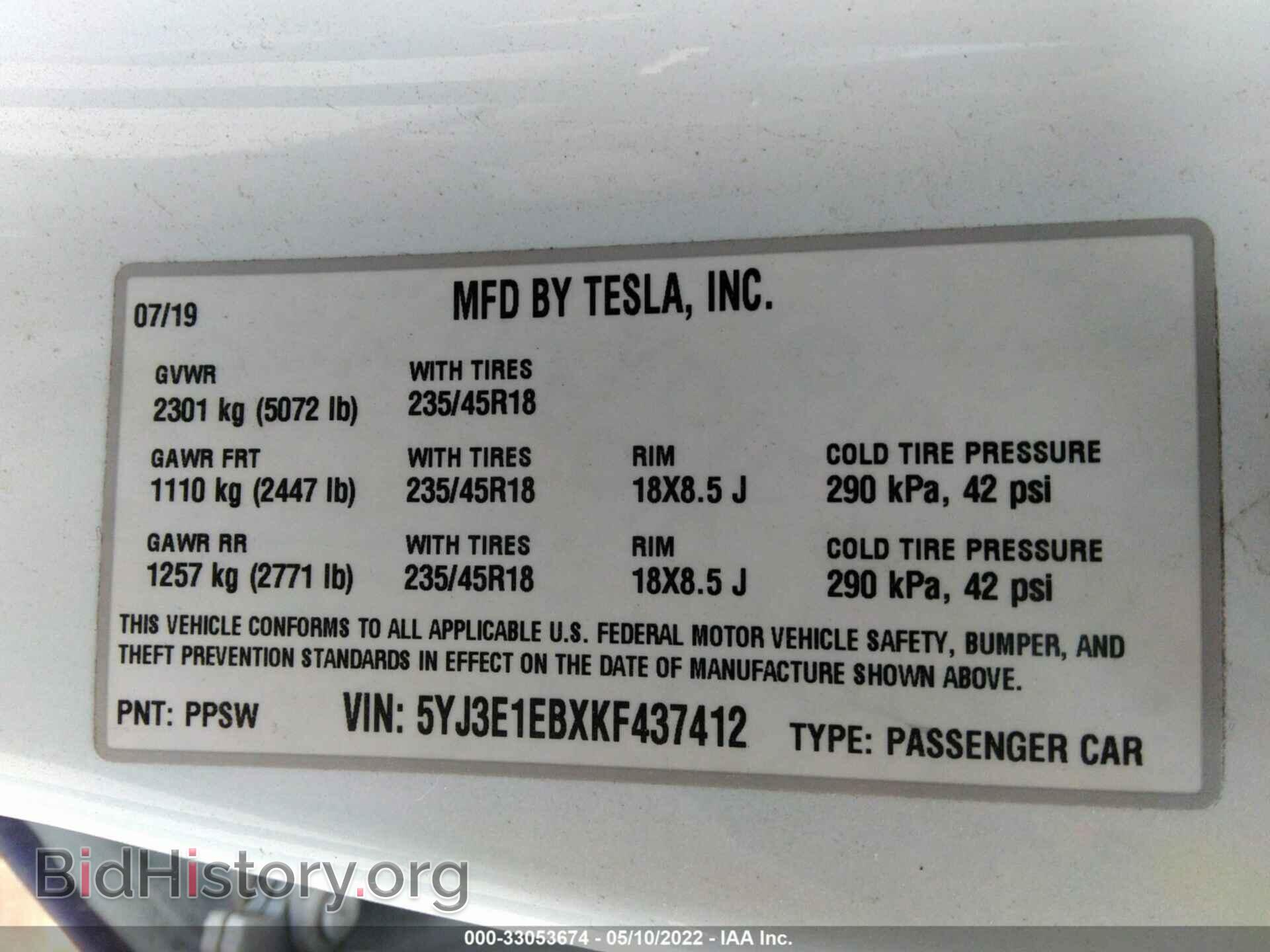 2019 TESLA MODEL 3 - VIN: 5YJ3E1EBXKF437412 - Photo 9