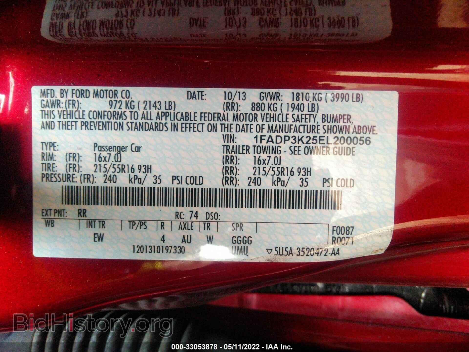 2014 FORD FOCUS - VIN: 1FADP3K25EL200056 - Фото 9
