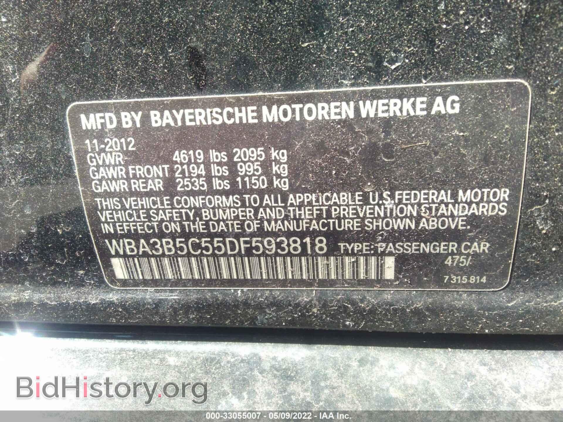 2013 BMW 3 SERIES - VIN: WBA3B5C55DF593818 - Фото 9