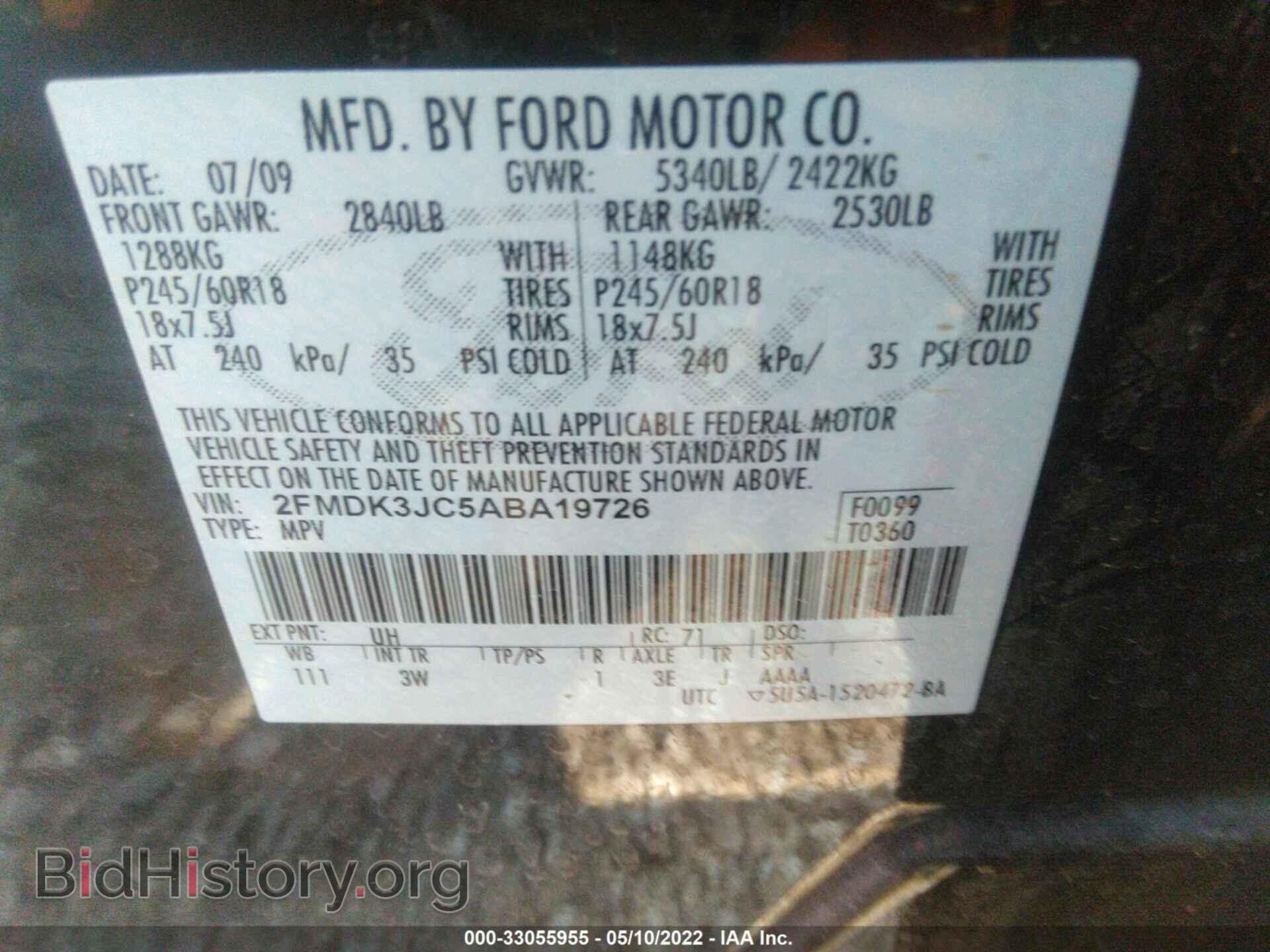 2010 FORD EDGE - VIN: 2FMDK3JC5ABA19726 - Photo 9