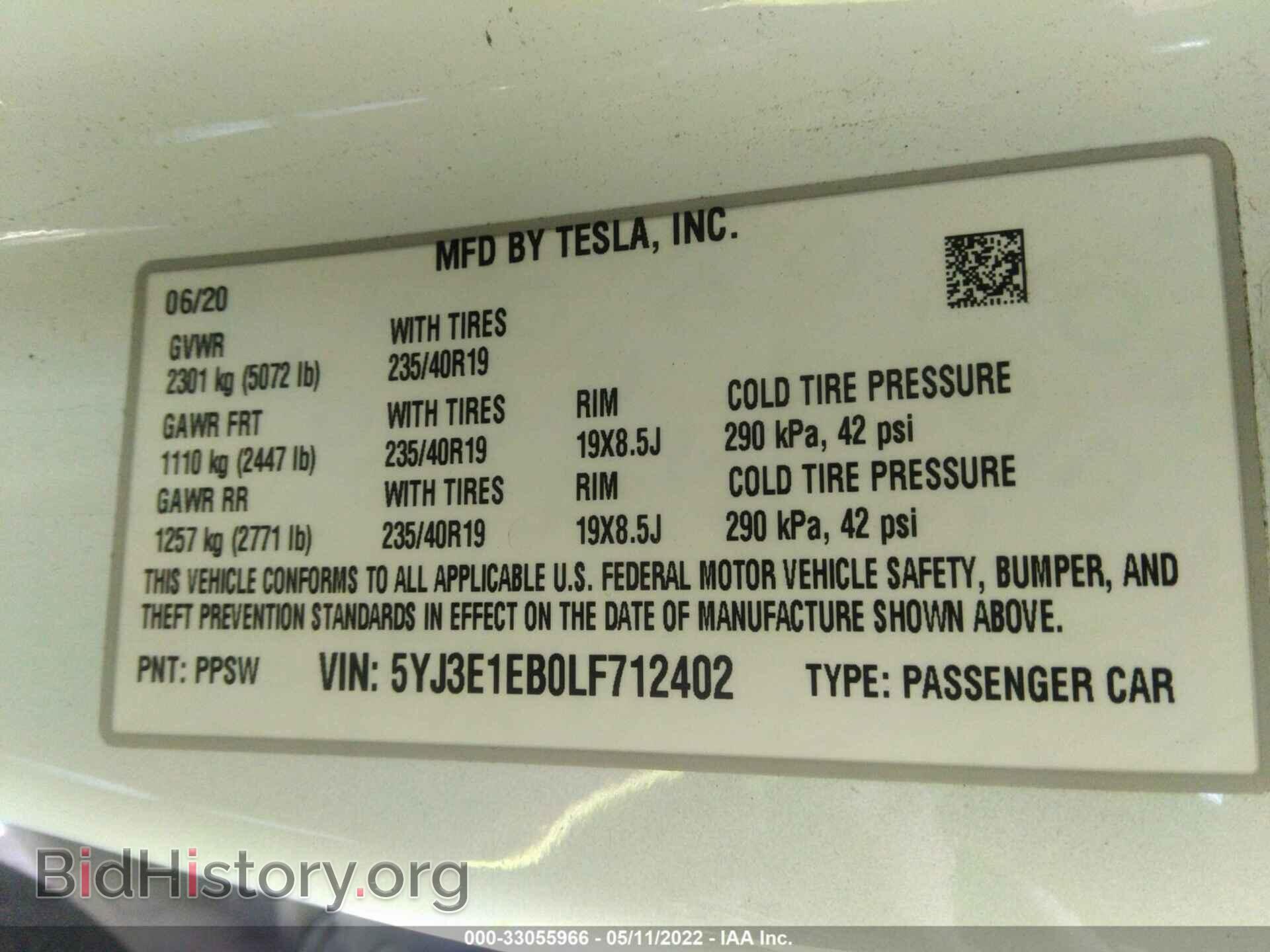2020 TESLA MODEL 3 - VIN: 5YJ3E1EB0LF712402 - Фото 9