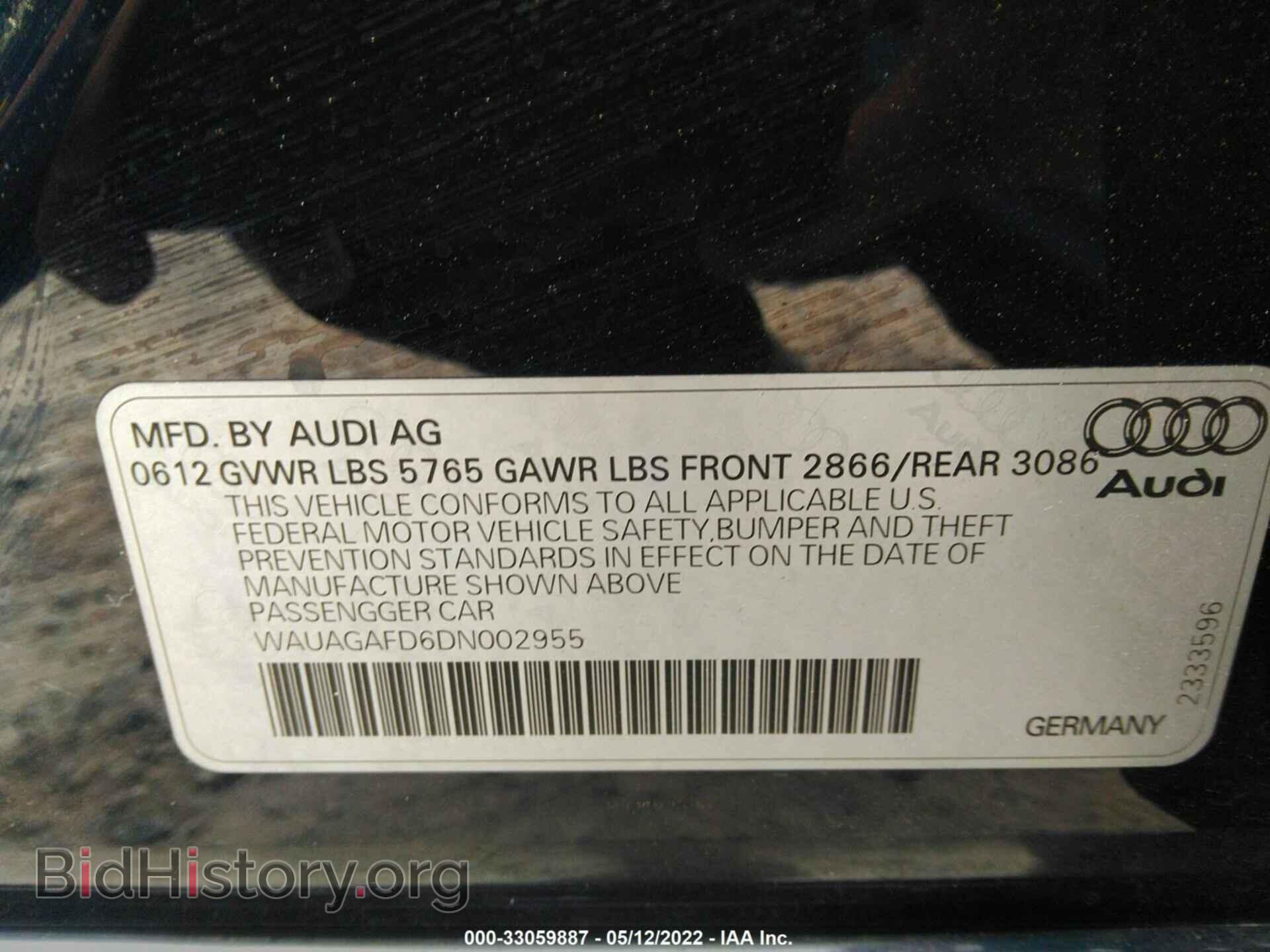 2013 AUDI A8 - VIN: WAUAGAFD6DN002955 - Фото 9