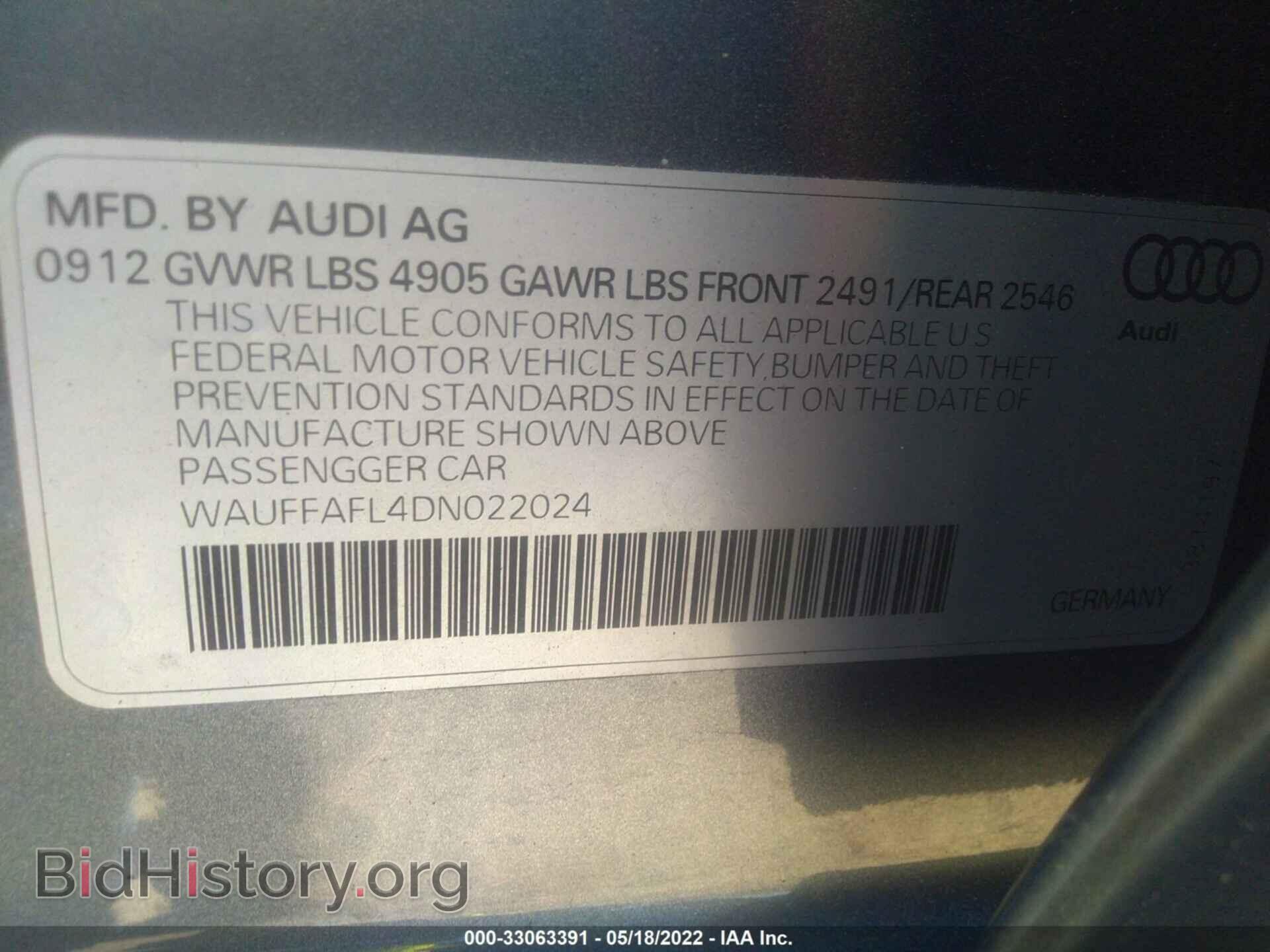 2013 AUDI A4 - VIN: WAUFFAFL4DN022024 - Фото 9