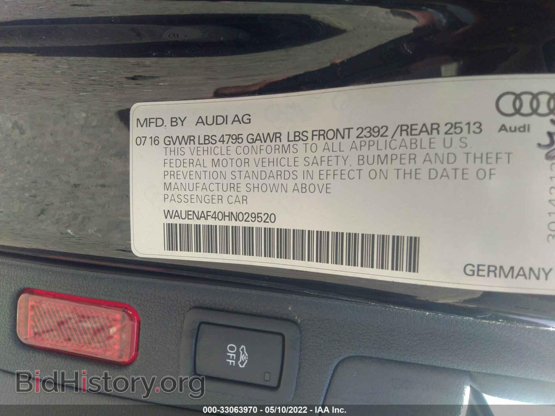 2017 AUDI A4 - VIN: WAUENAF40HN029520 - Фото 9